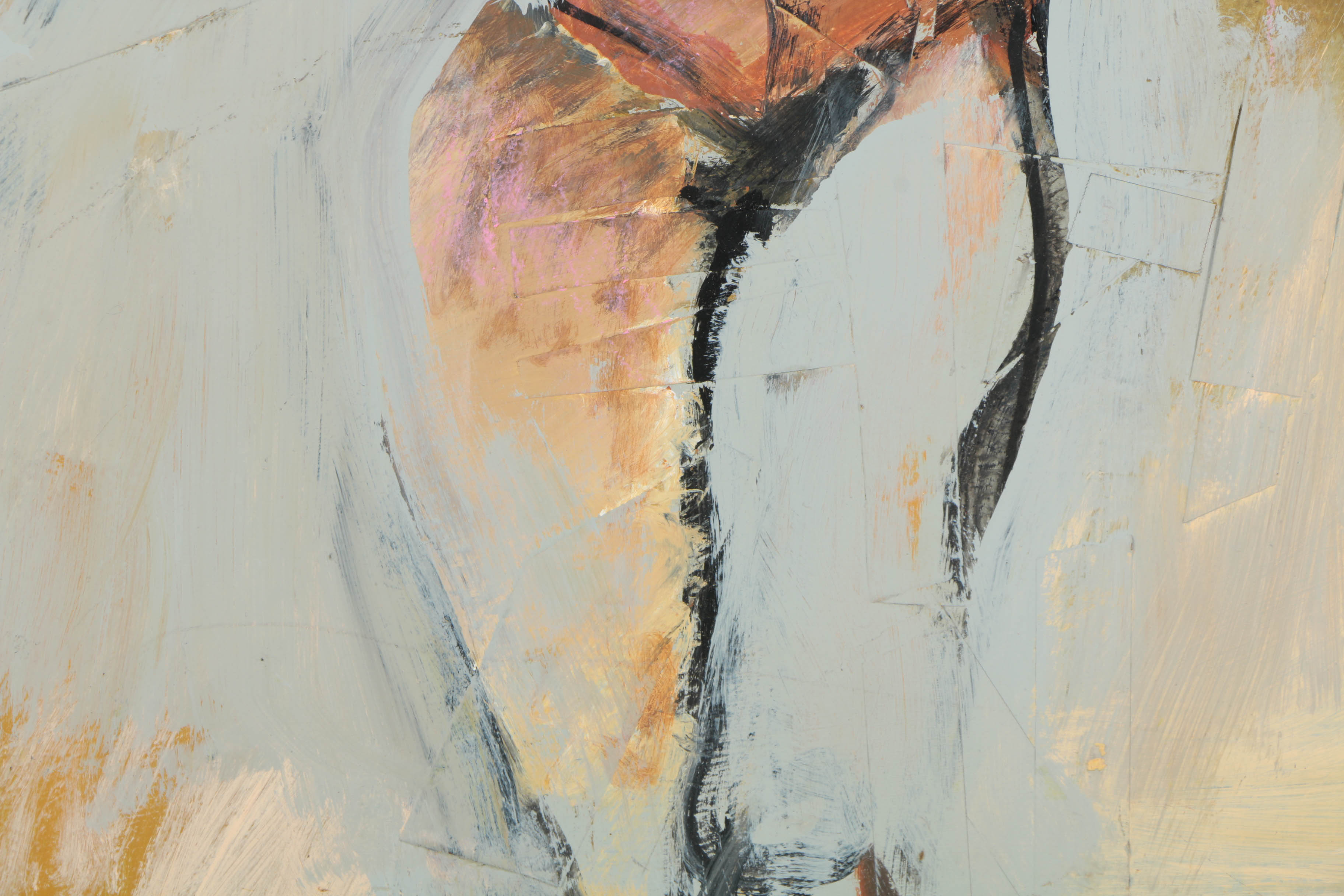 Ronald Ahlström Abstract Mixed Media Painting on Board "Untitled/Figure"