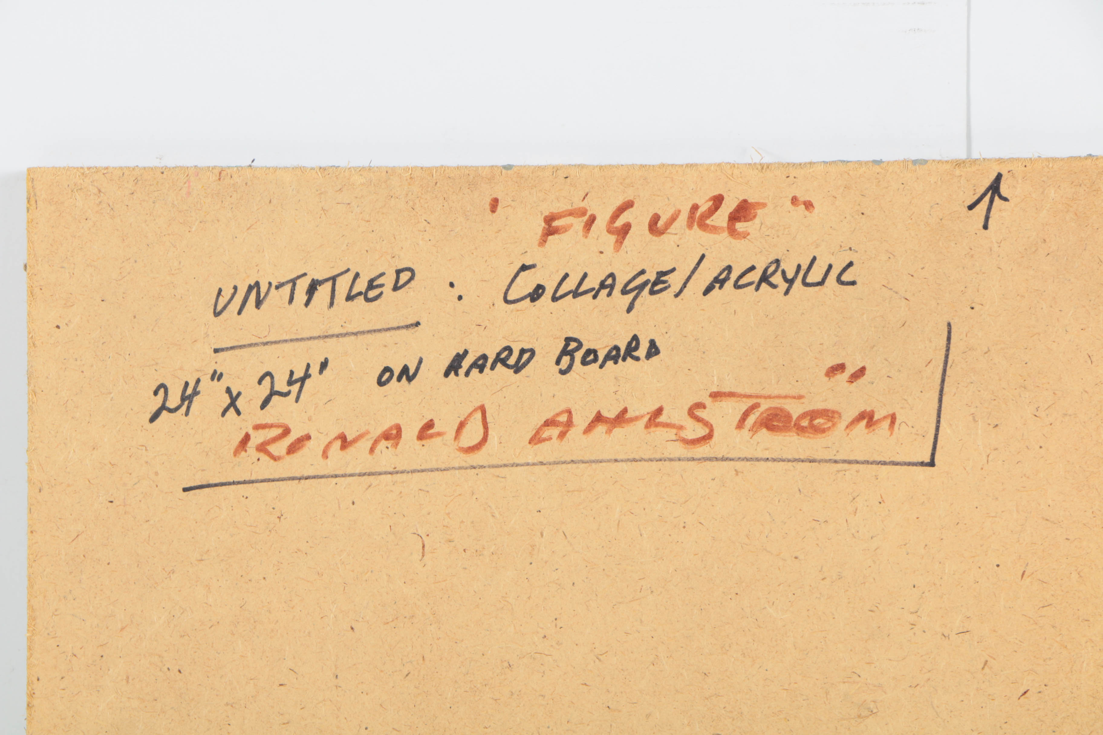 Ronald Ahlström Abstract Mixed Media Painting on Board "Untitled/Figure"