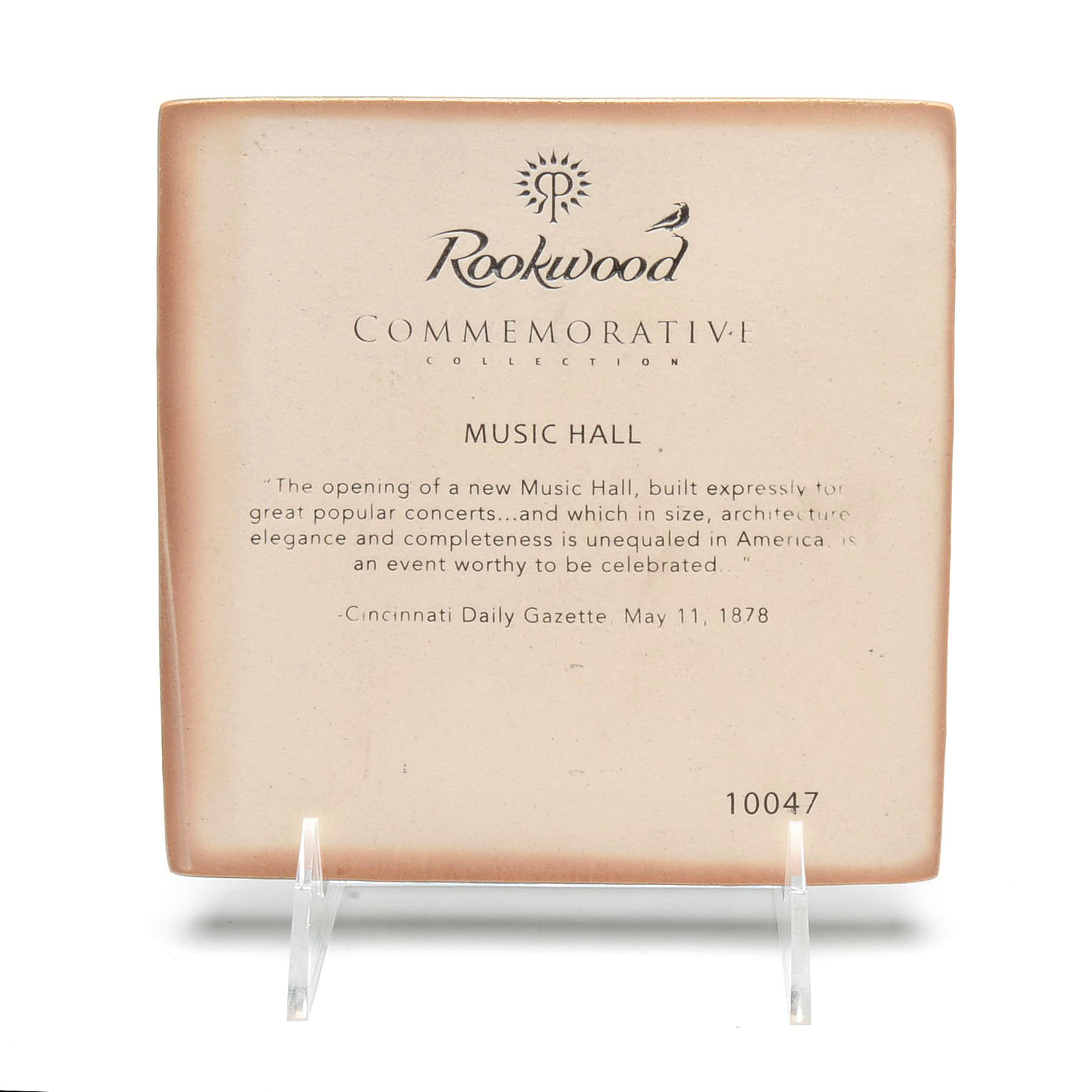 Rookwood Art Pottery Cincinnati Music Hall Tile