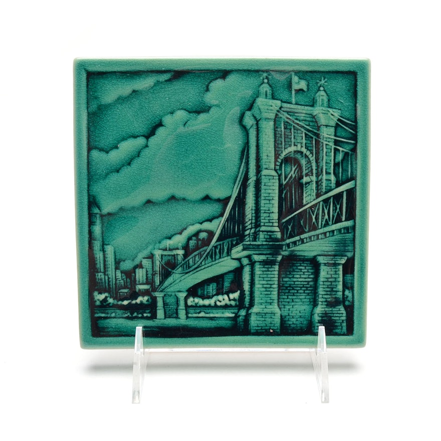 Rookwood Art Pottery Cincinnati Roebling Bridge Tile