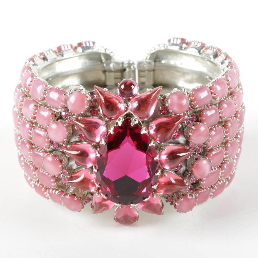 Rodrigo Otazu Pink Glass and Swarovski Crystal Bracelet