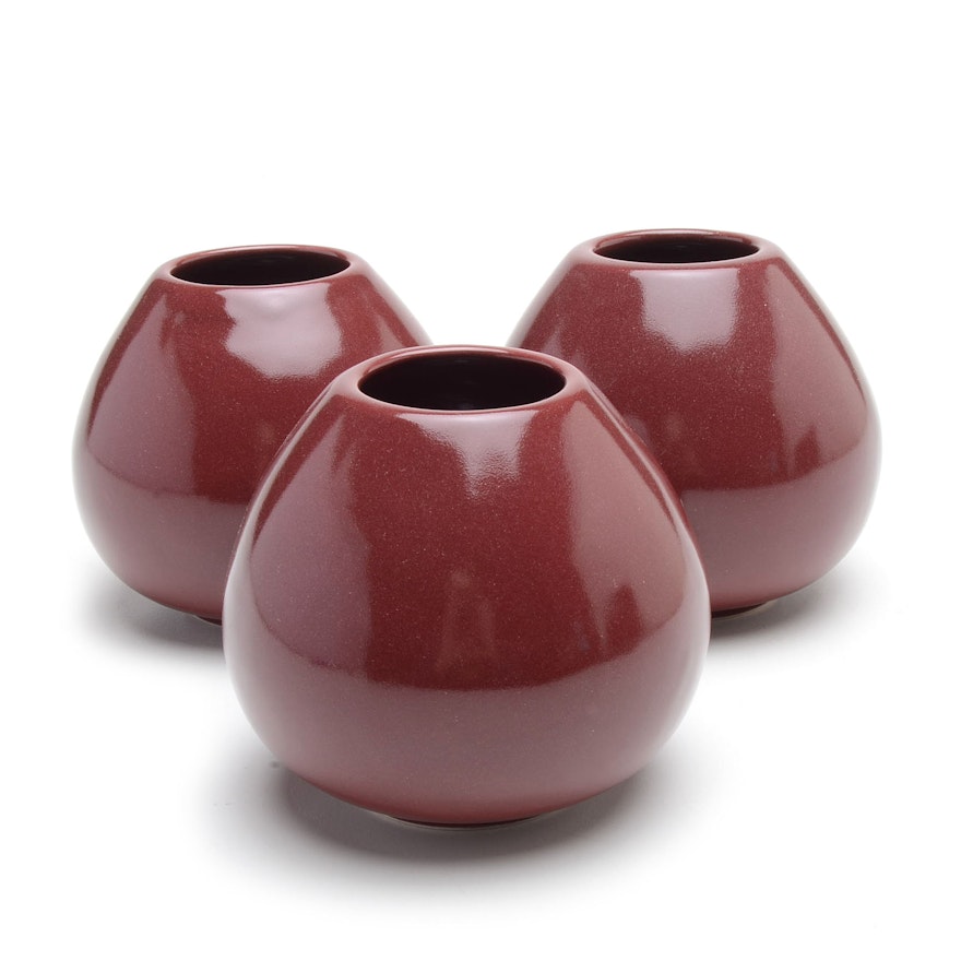 Three Contemporary Rookwood Art Pottery Maroon "Sophie" Vases
