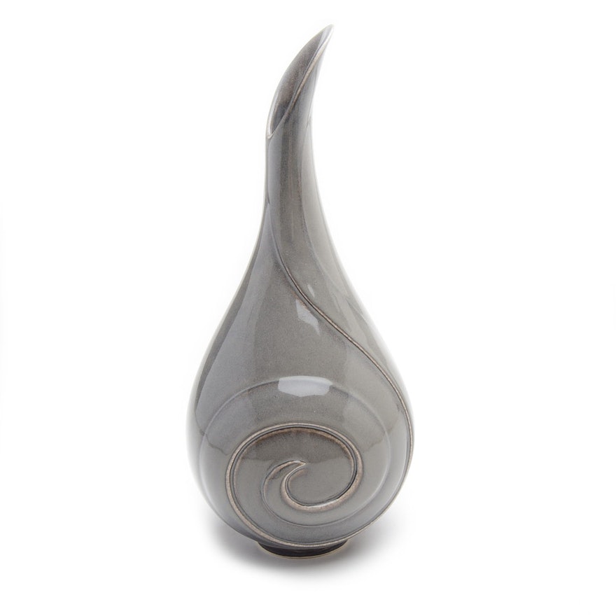 Contemporary Rookwood Art Pottery Gray Fluted Vase