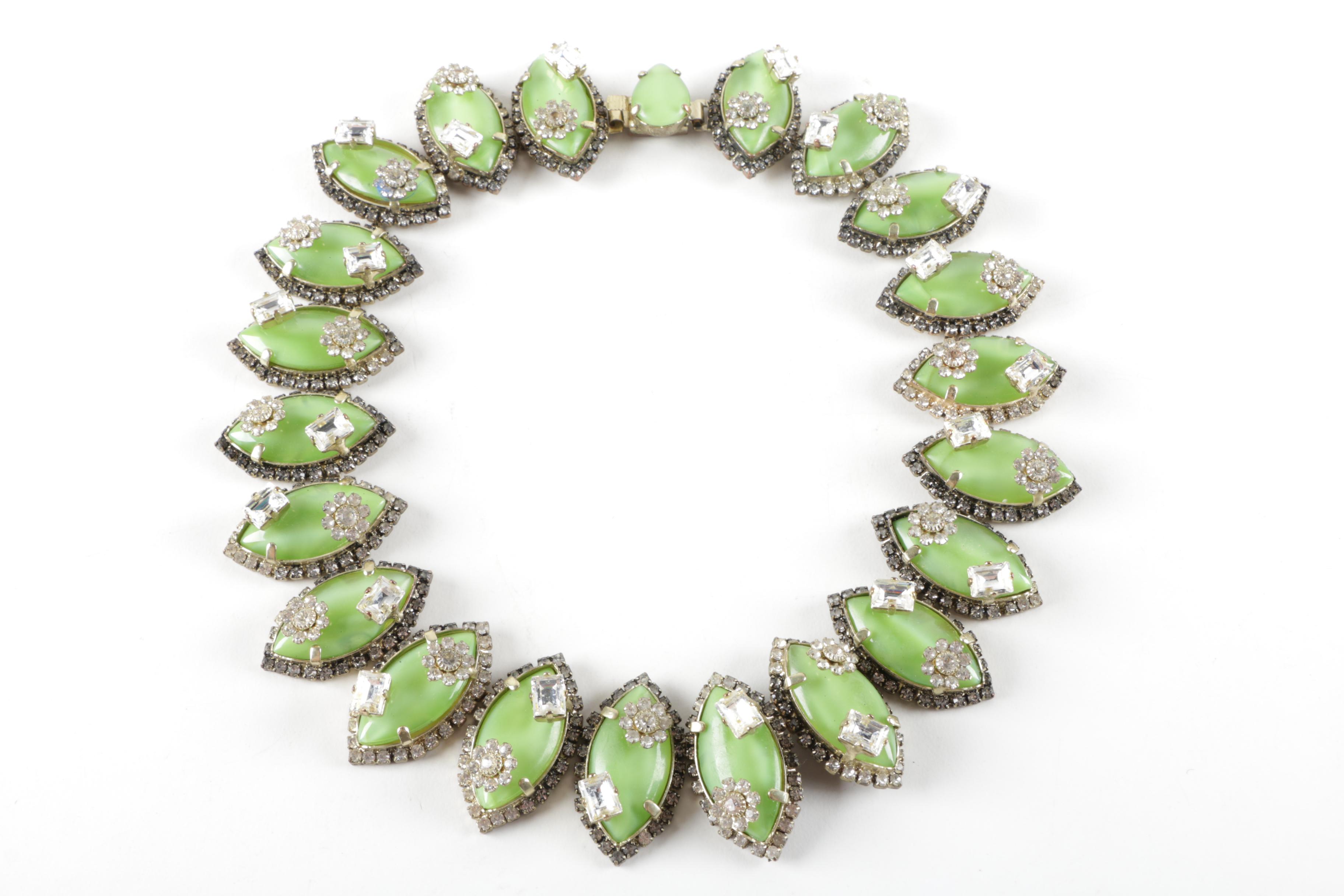 Rodrigo Otazu Green Floral Marquise Necklace