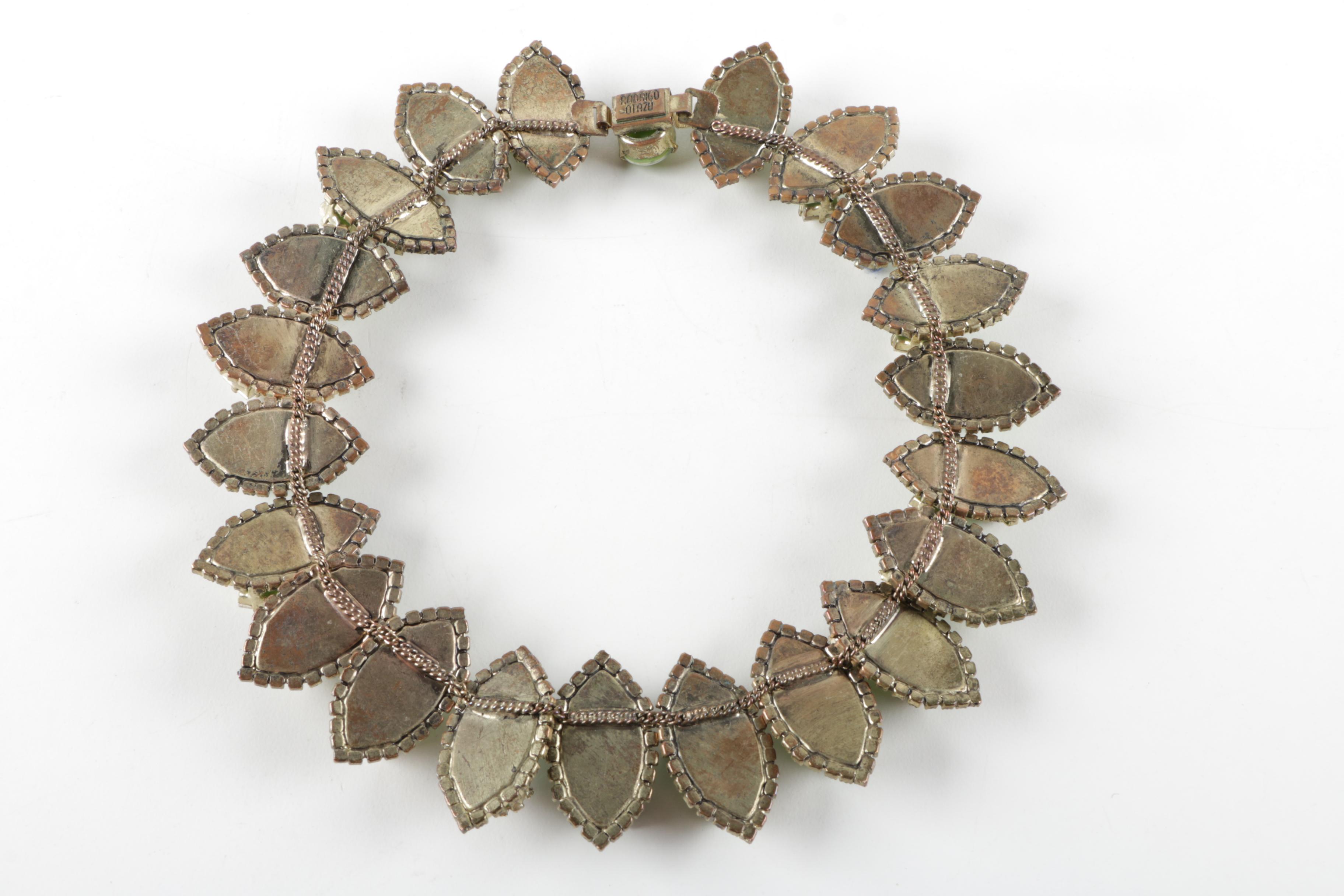 Rodrigo Otazu Green Floral Marquise Necklace