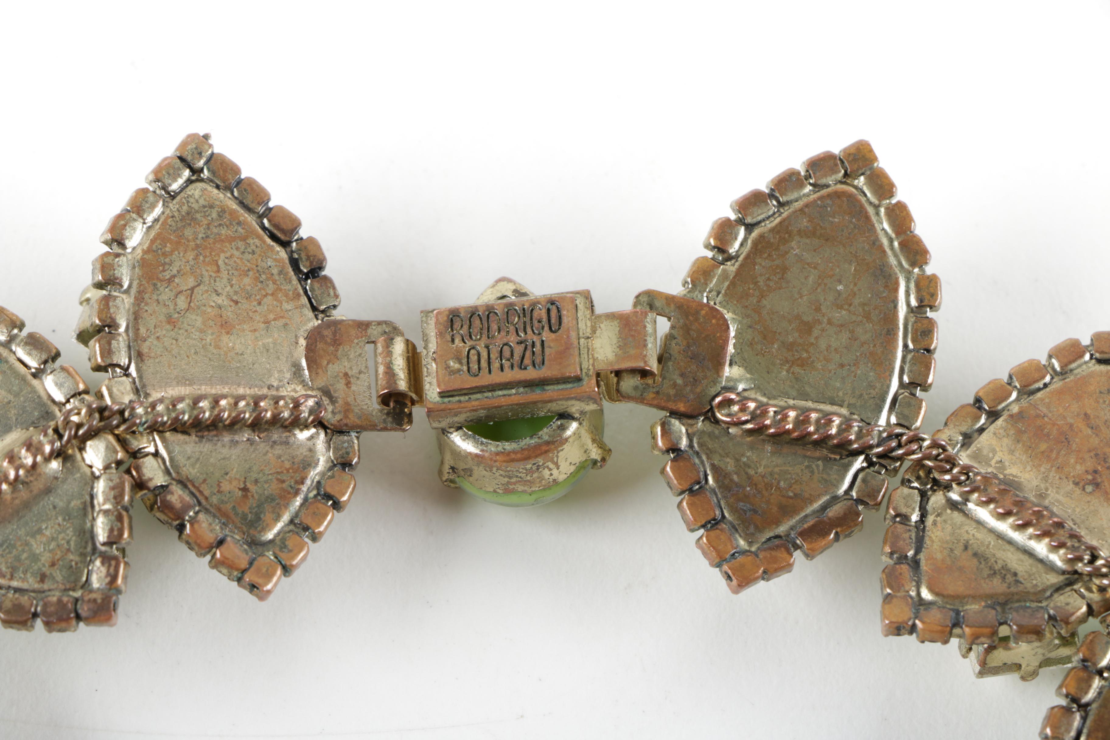 Rodrigo Otazu Green Floral Marquise Necklace