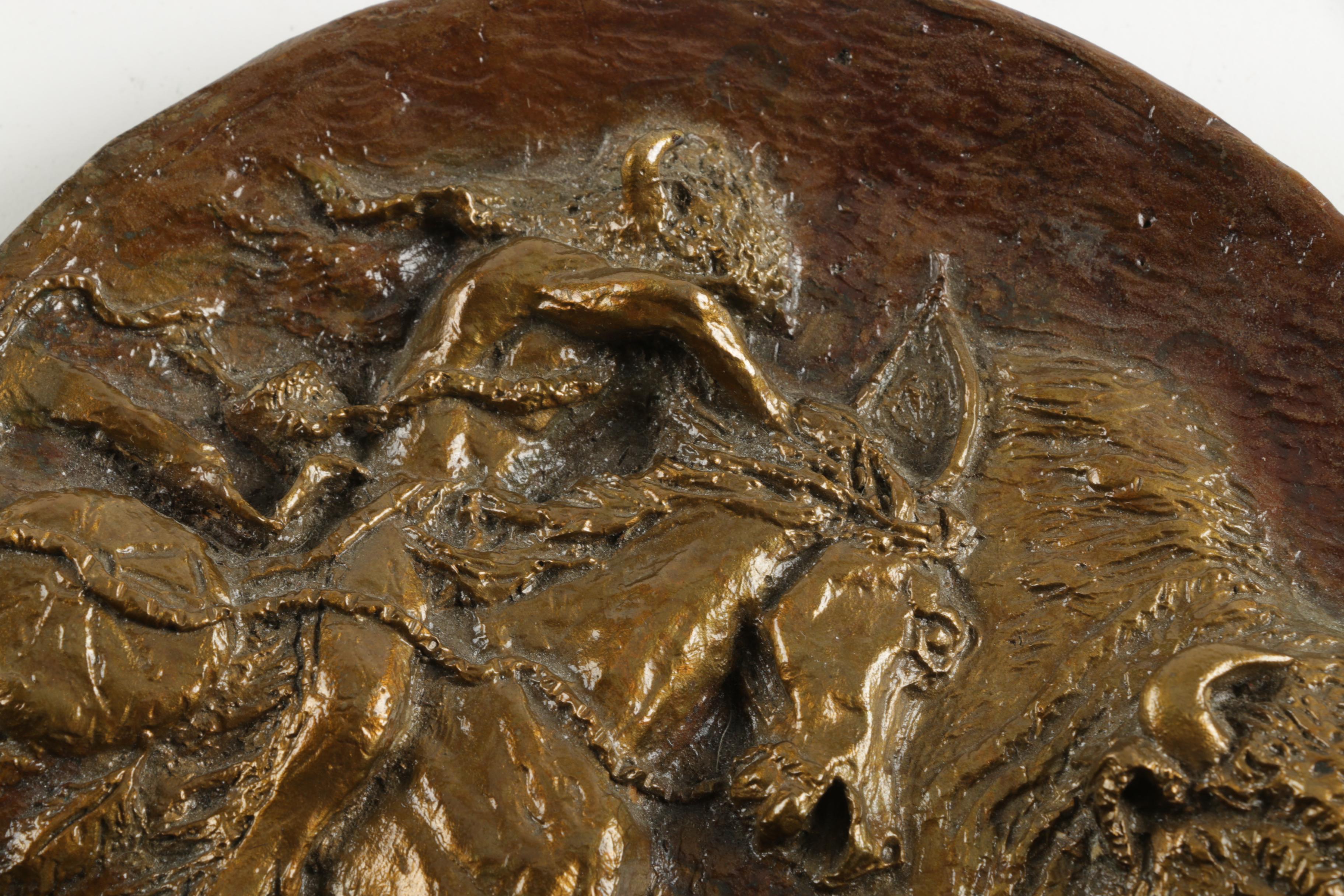 Cira 1970s Gregory Perillo "The Plainsmen" Bronze Plaque