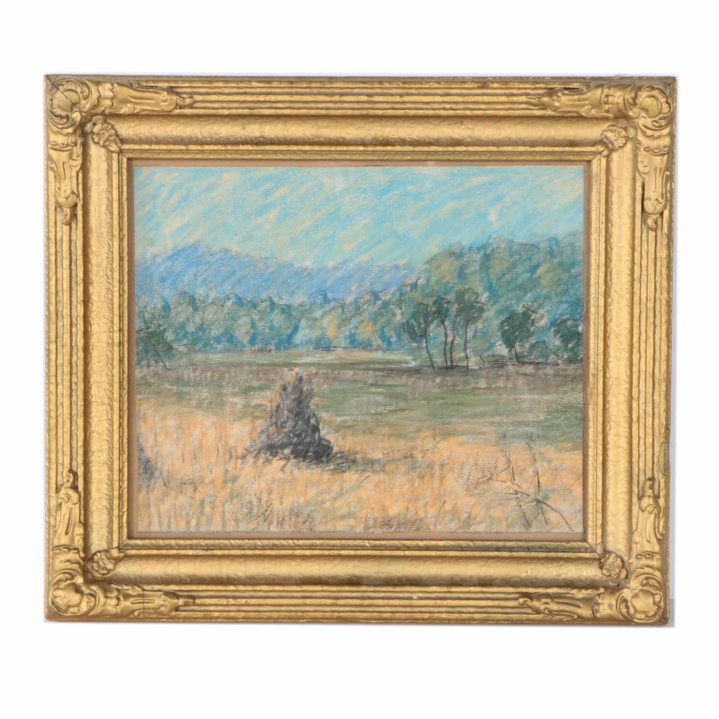 Vintage Pastel Drawing on Paper Attributed to Paul A. Randall "Williams Creek"