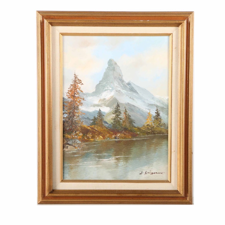 Gertrude Grigorov Oil Painting of a Mountain Lake