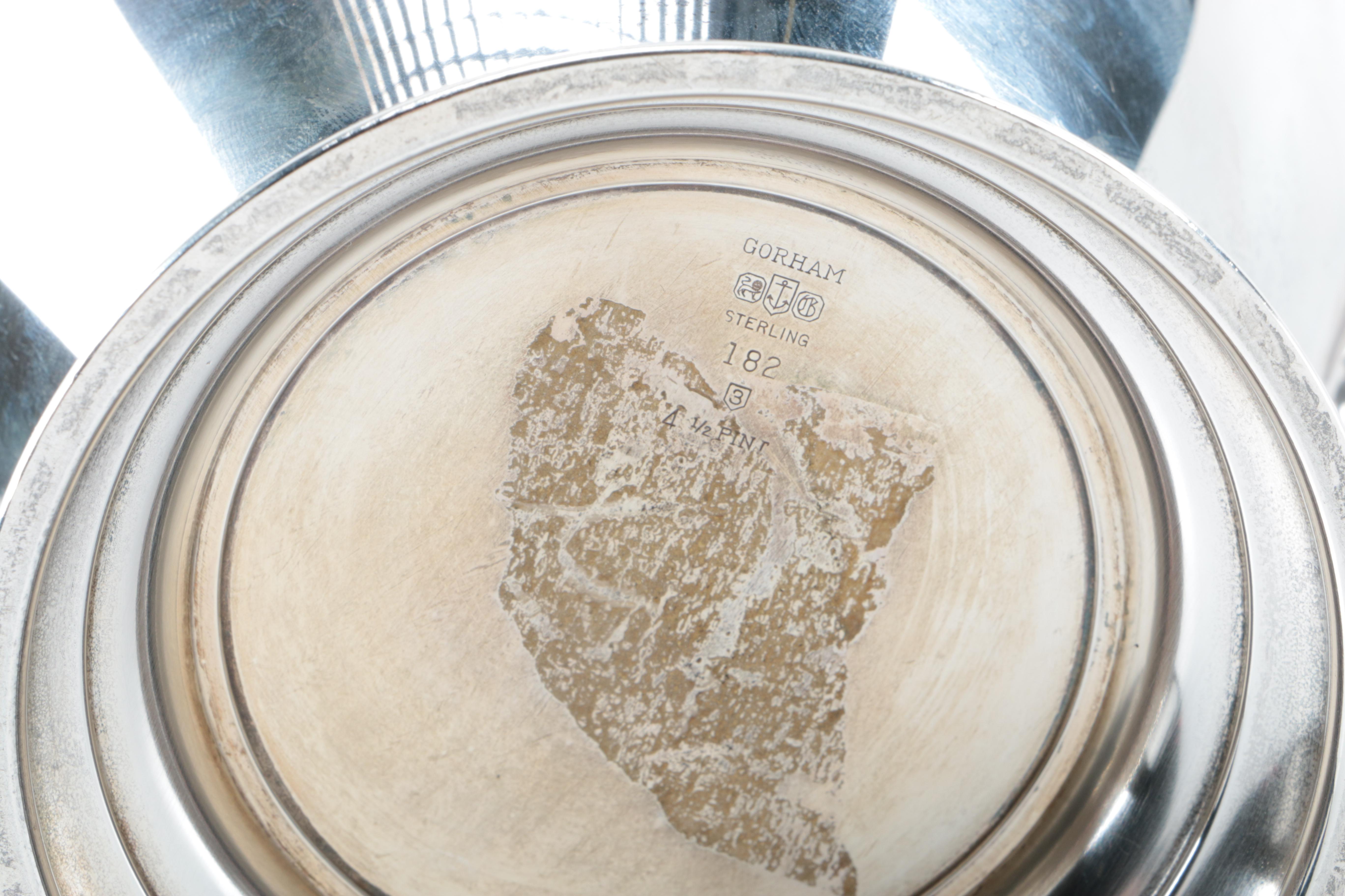 Engraved Gorham Sterling Silver Pitcher