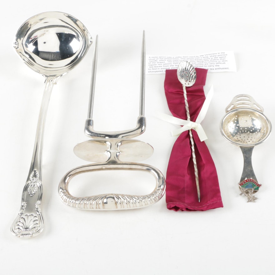 Assorted Silver Plate Utensils and Serving Items