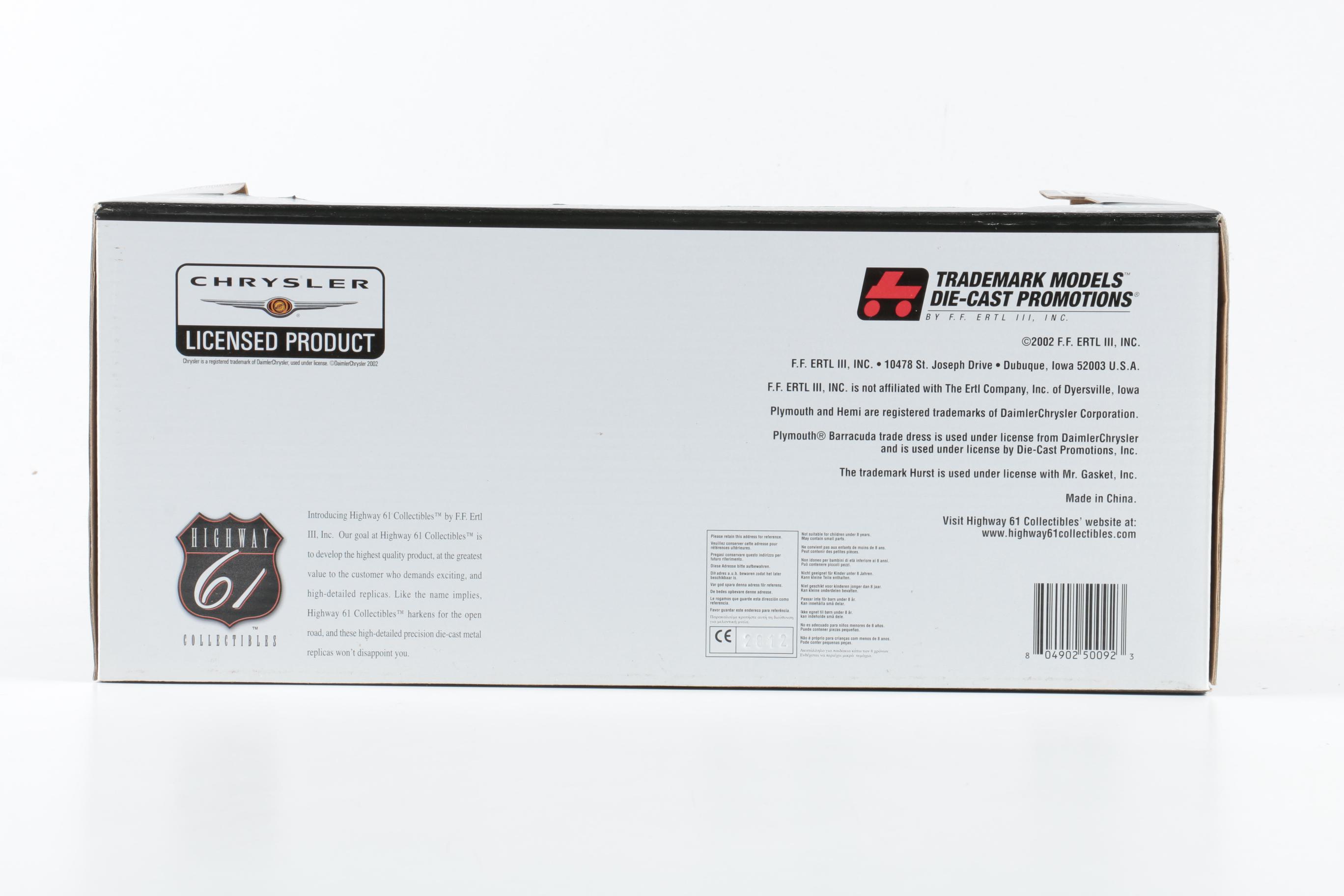 Pair of Highway 61 Collectibles Die Cast Metal Cars