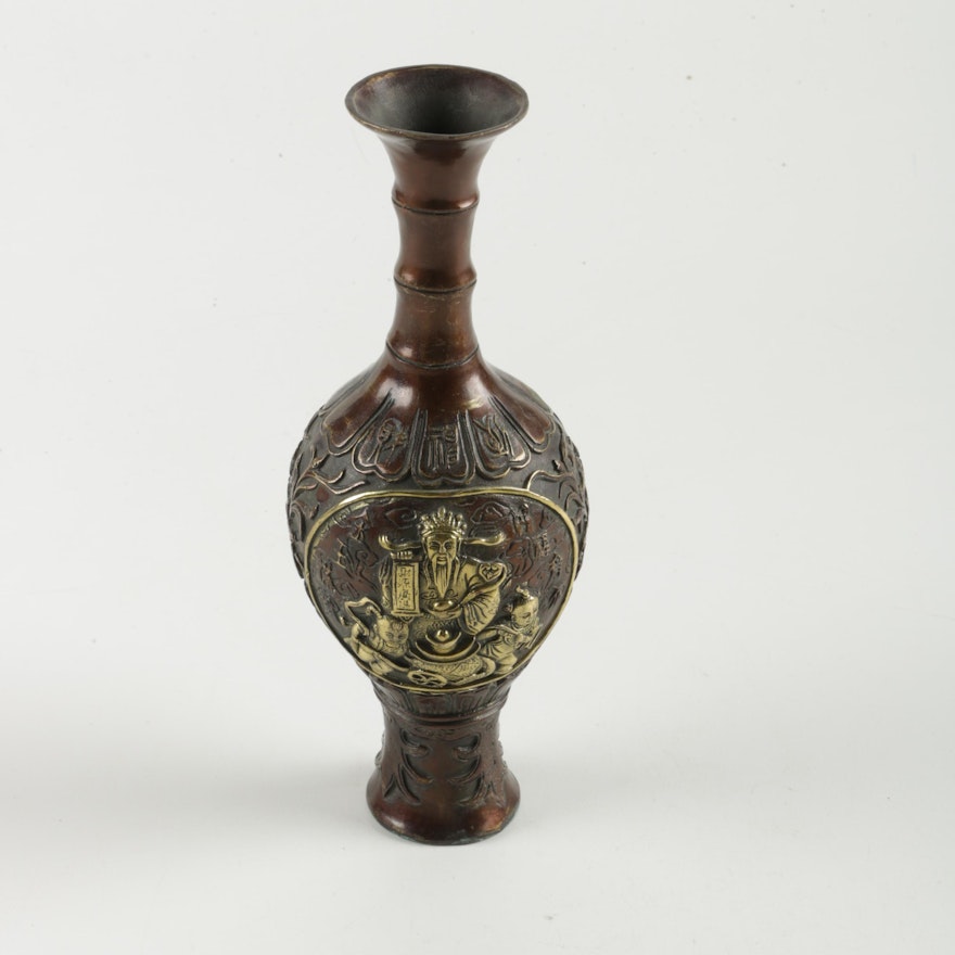 Chinese Bronze Vase of The "God of Status"