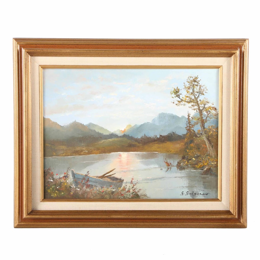 Gertrude Grigorov Oil Painting on Canvas of a Mountain Lake