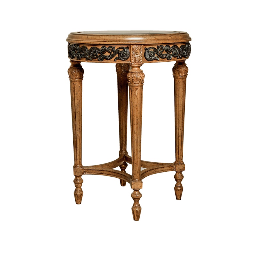 Louis XVI Style Glass Top Accent Table