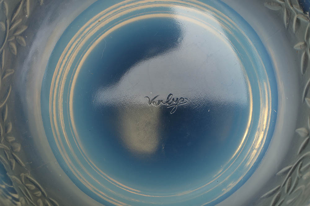 Vintage Verlys-France "Gems" Opalescent Art Glass Vase and Intaglio Ash Receiver