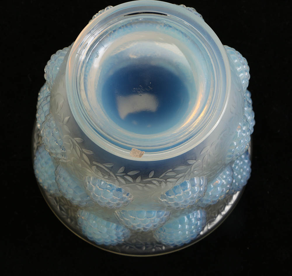 Vintage Verlys-France "Gems" Opalescent Art Glass Vase and Intaglio Ash Receiver