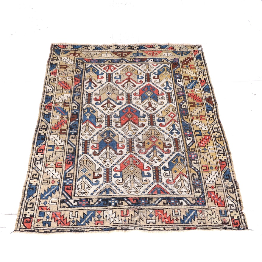 Hand-Knotted Caucasian Shirvan Accent Rug