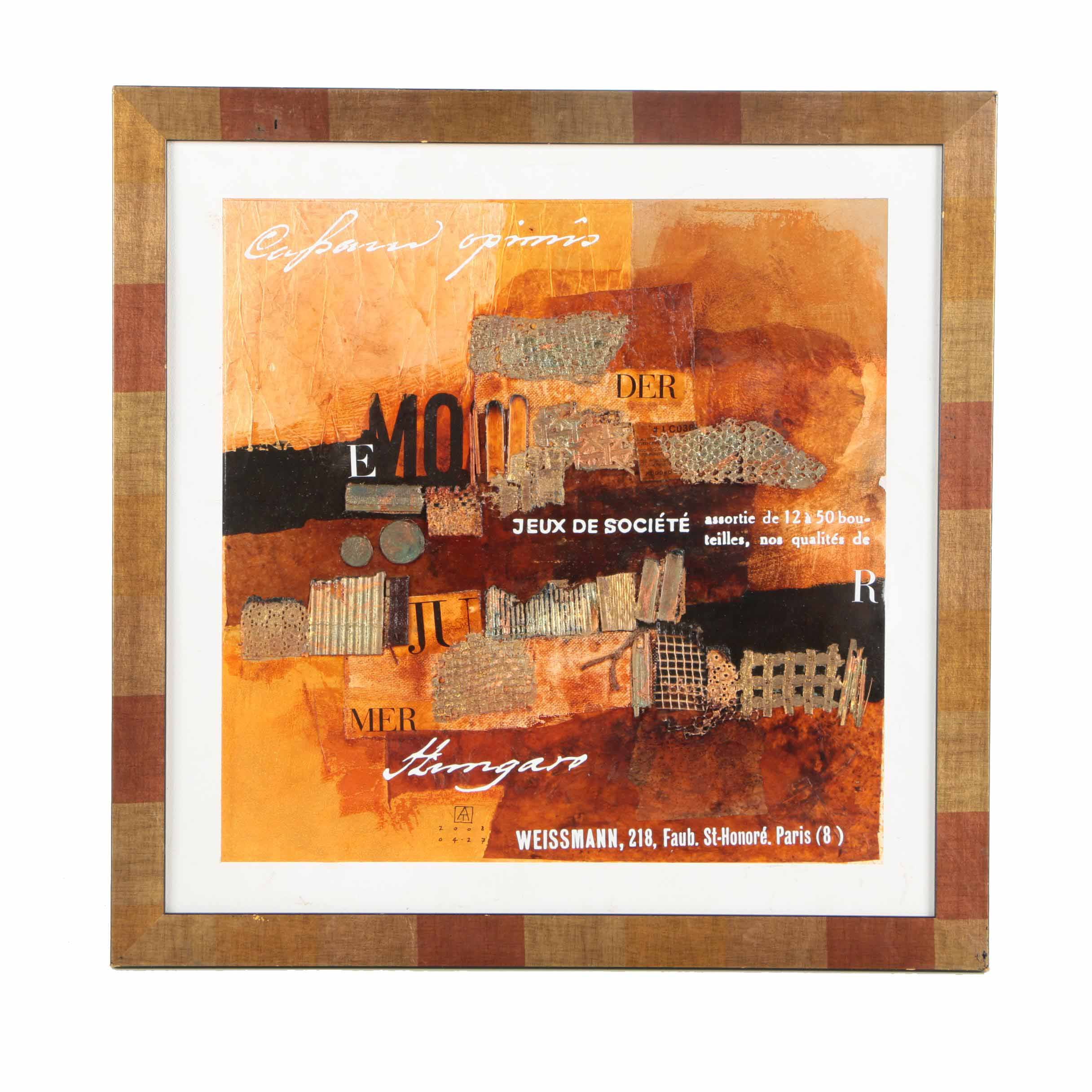 Ajtai Tamás Mixed Media Collage "Tapasztalat No. 12"