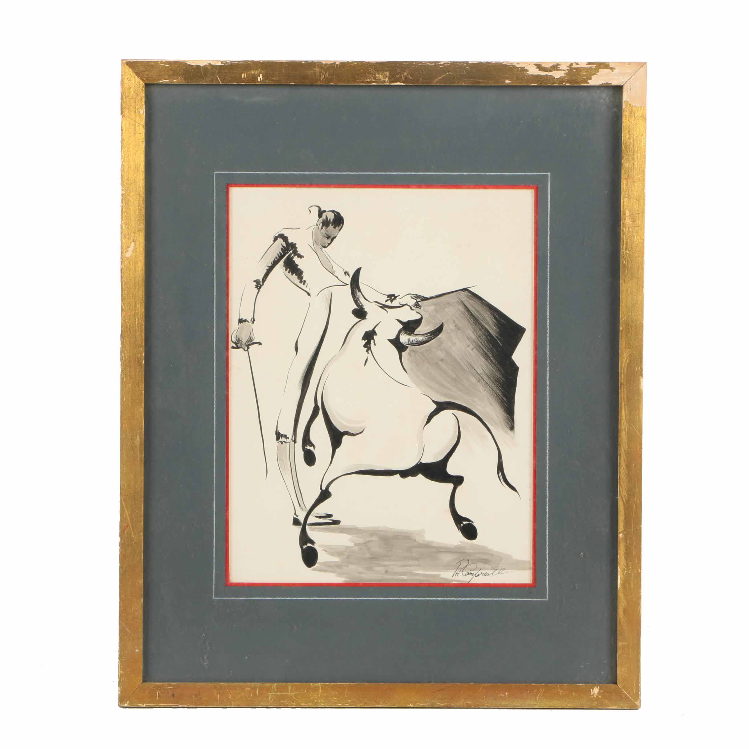 Ink Wash Drawing of Matador