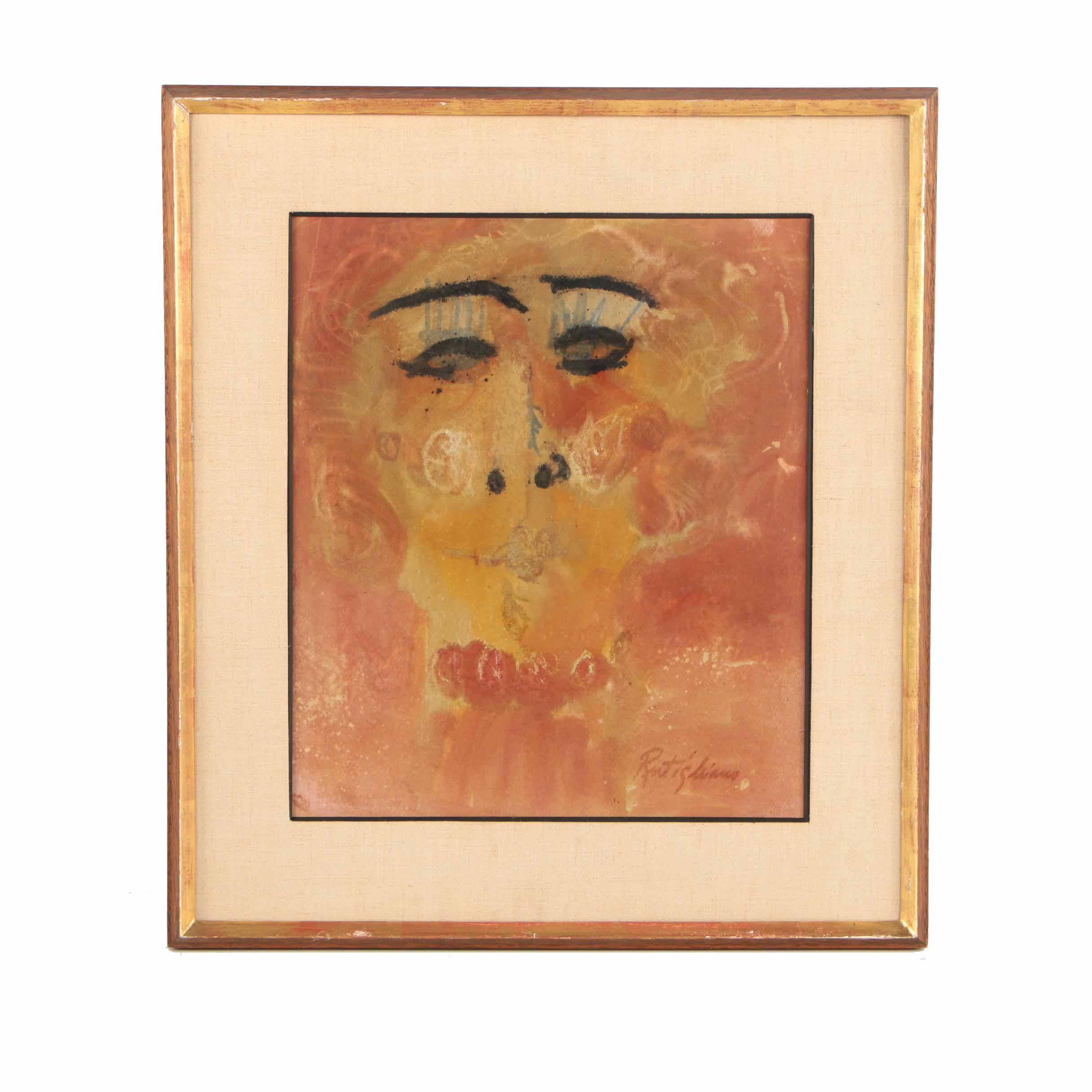 Rutighiano Lithograph of a Woman's Face