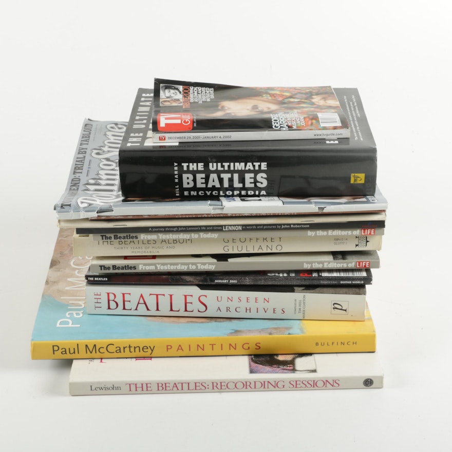 Collection of Beatles Themed Magazines and Books