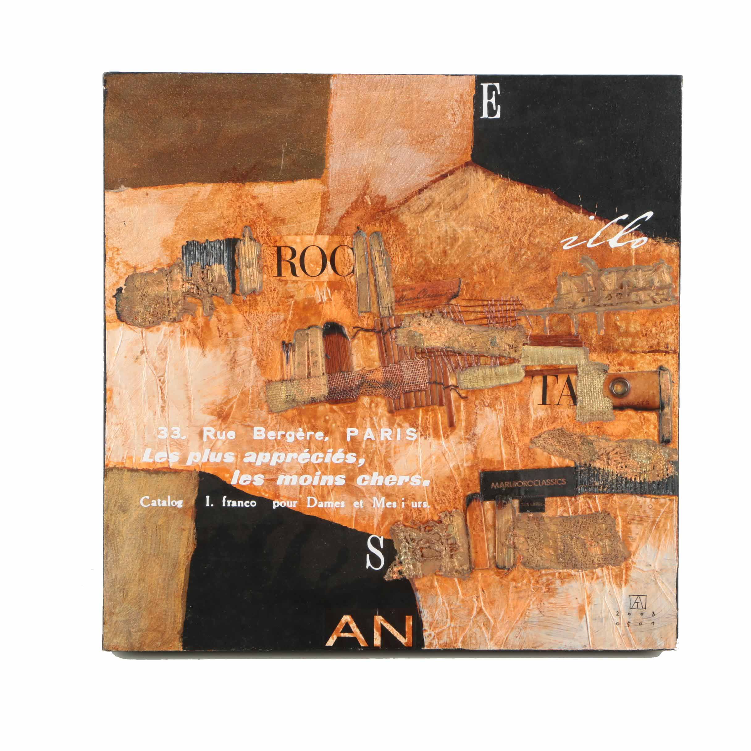 Ajtai Tamás Mixed Media Collage "Tapasztalat No. 24"