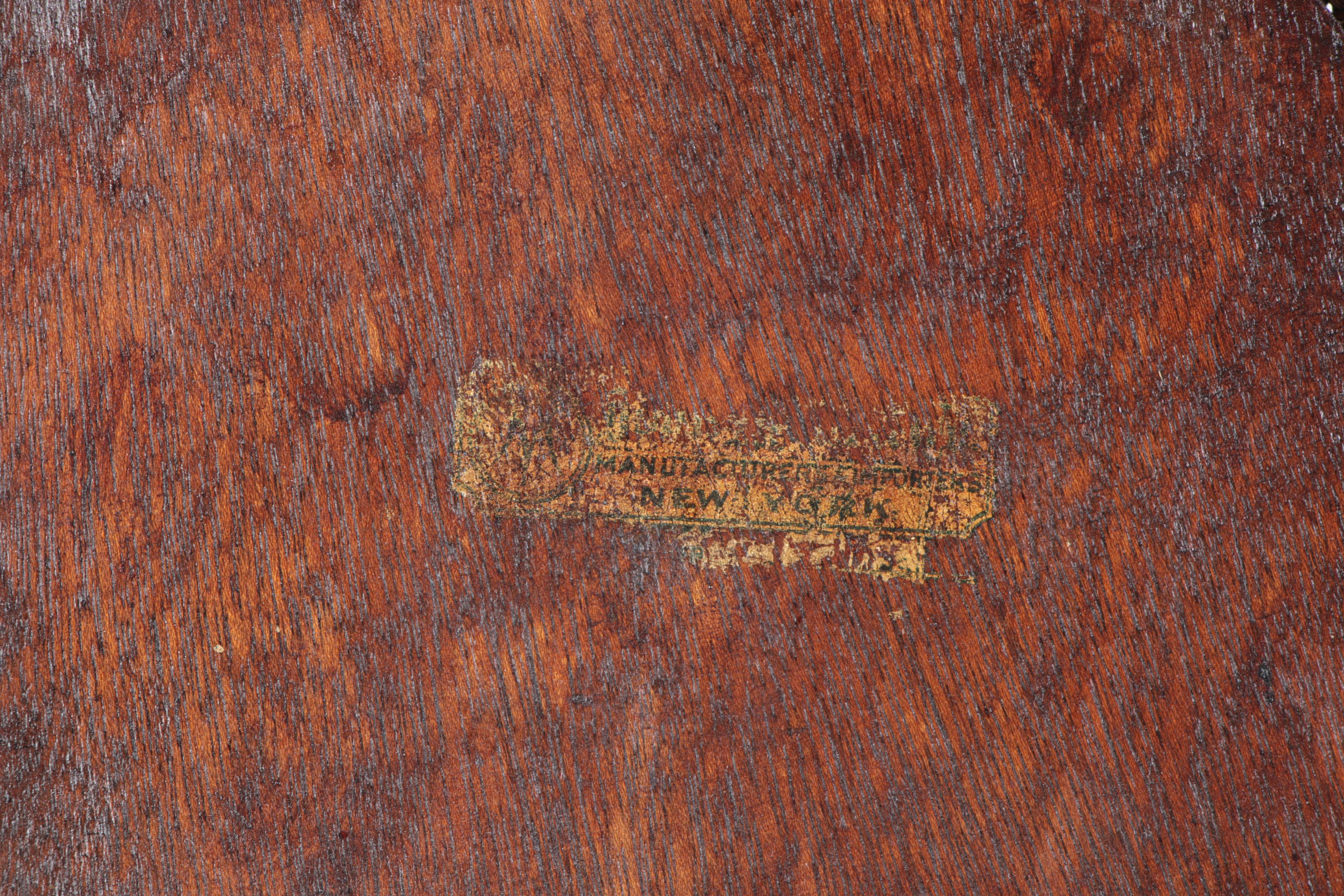 Vintage Asian Inspired Carved Hardwood Side Table with Caned Top