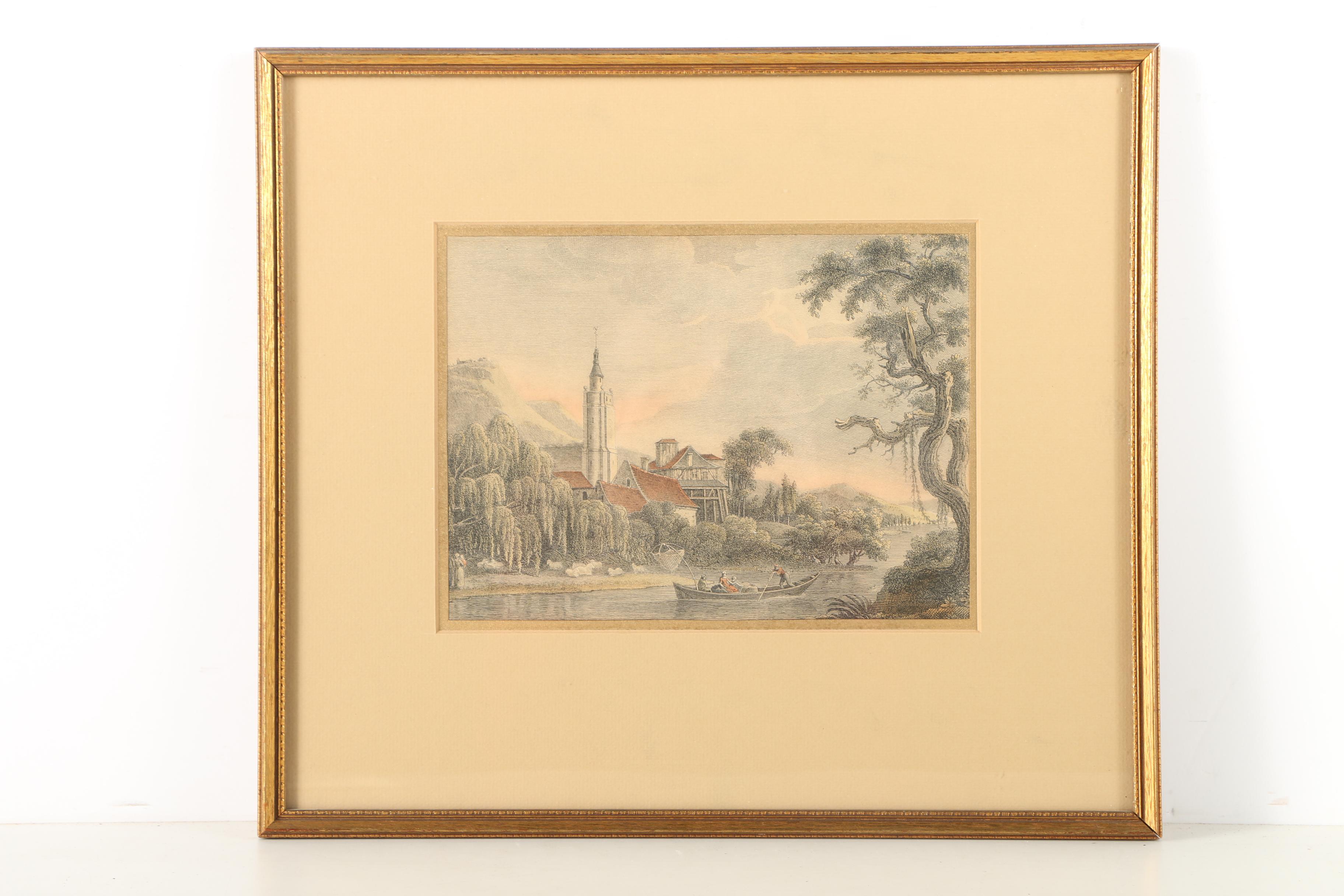 Two French Hand Colored Engravings of River Scenes Including After M. Hilaire