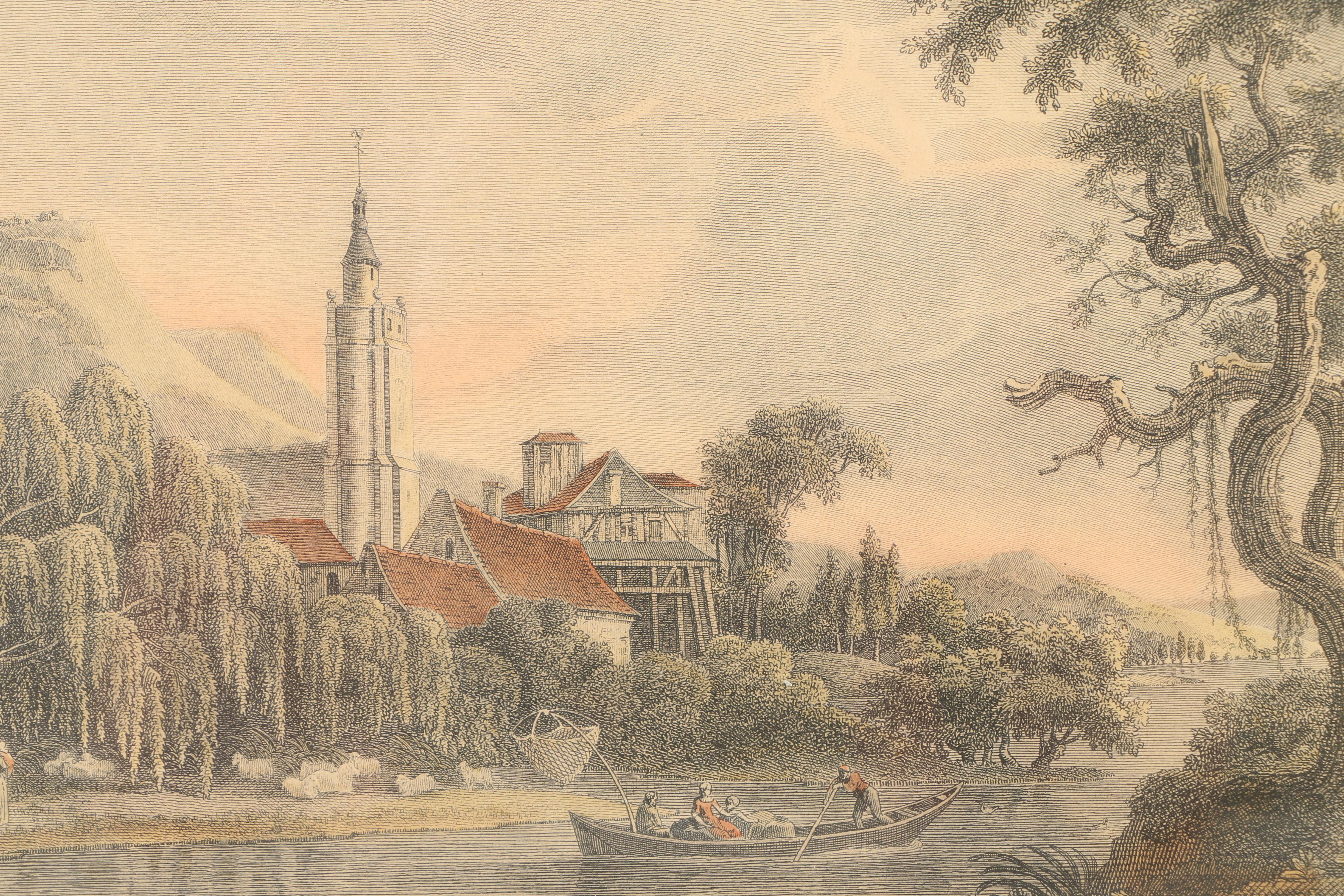 Two French Hand Colored Engravings of River Scenes Including After M. Hilaire