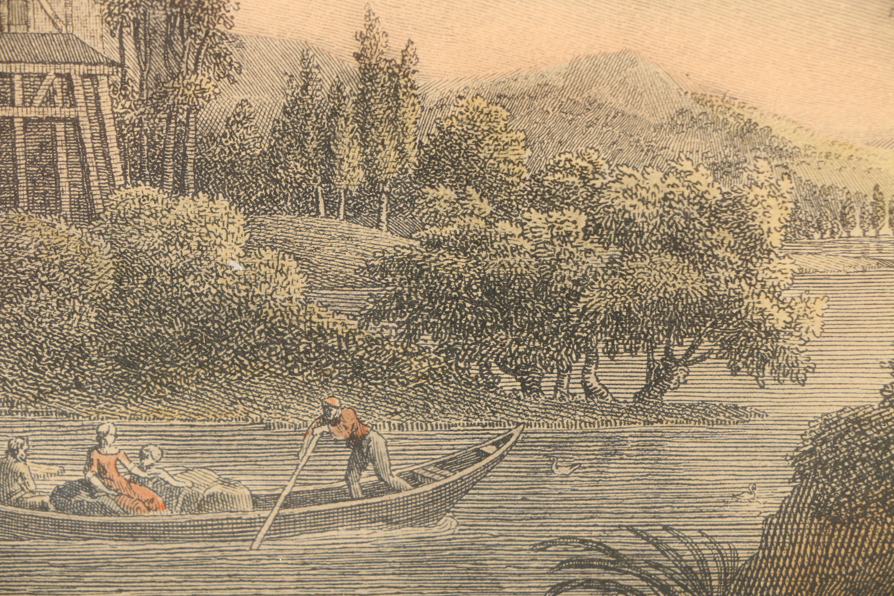 Two French Hand Colored Engravings of River Scenes Including After M. Hilaire