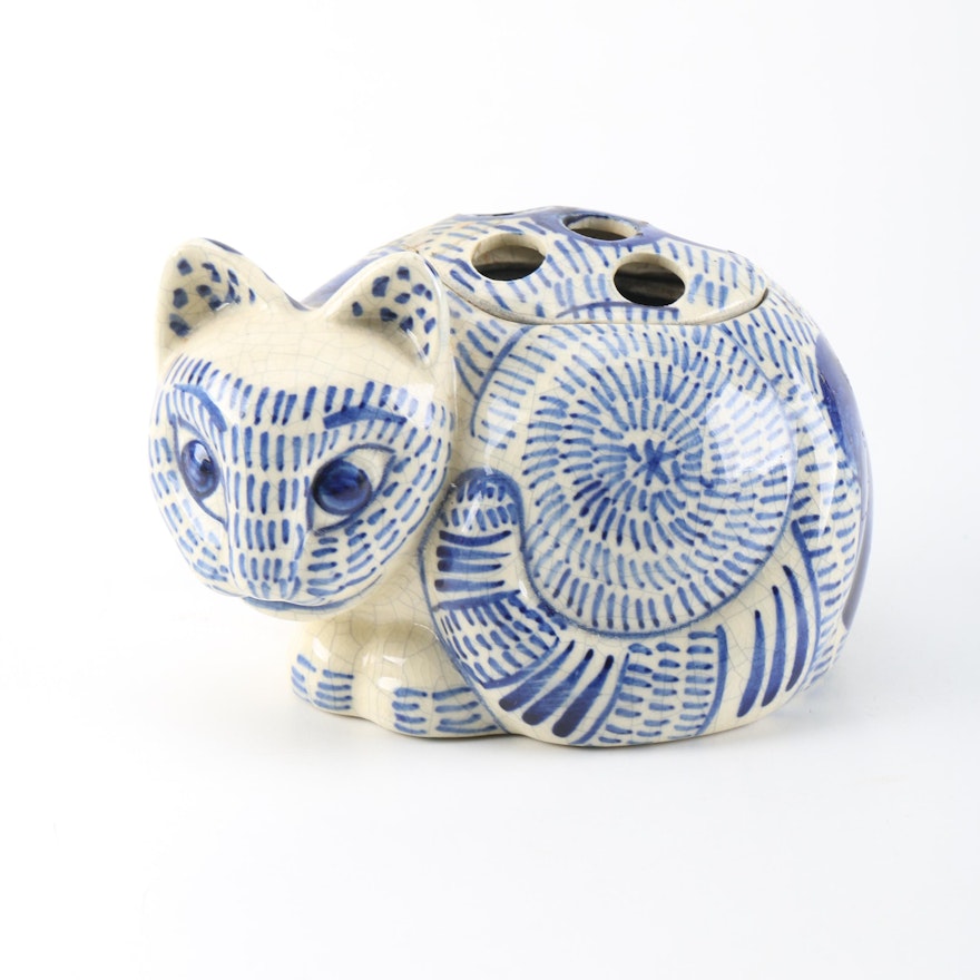 Tiffany & Co. Ceramic Cat Flower Potpourri Pot