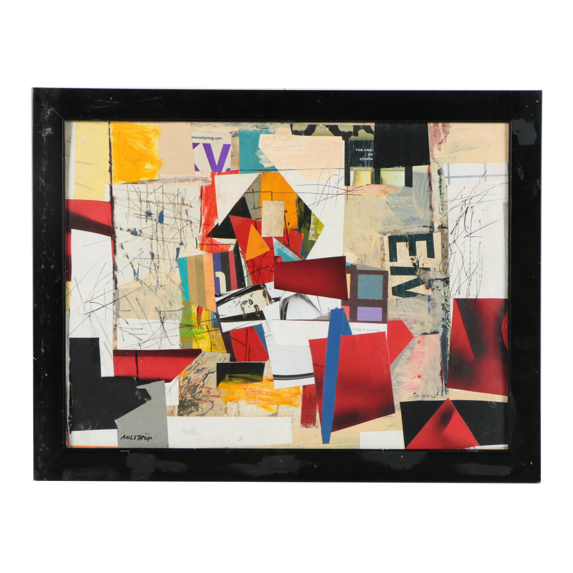 Ronald Ahlström Mixed Media Collage on Board "Untitled"