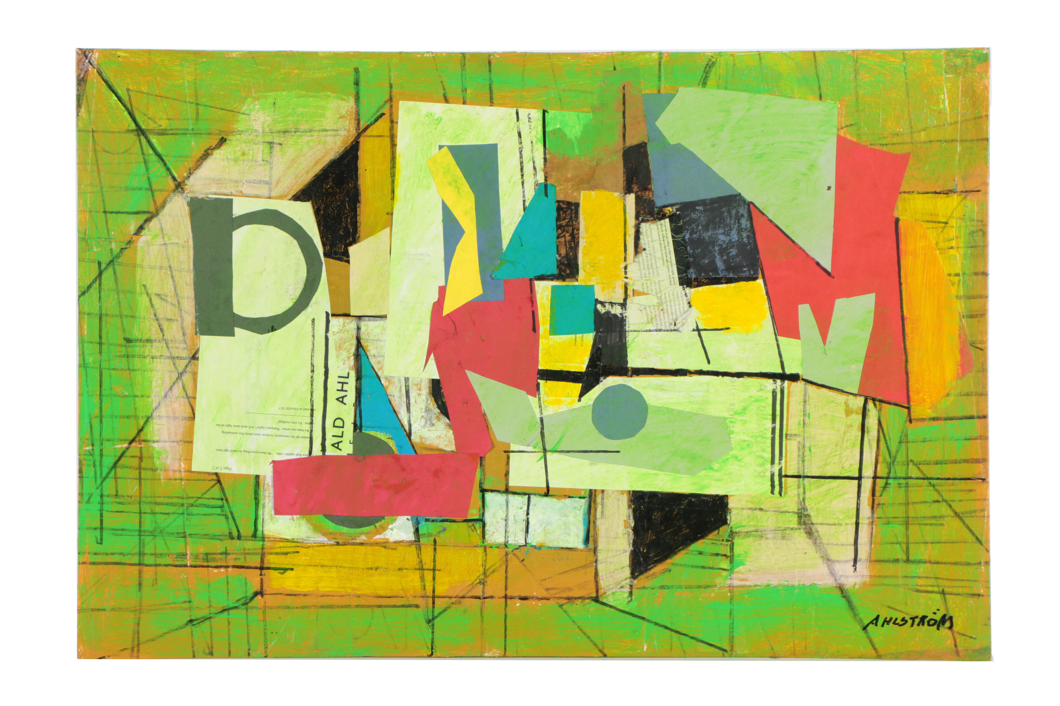 Ronald Ahlström Mixed Media Collages on Canvas Board "Untitled / Figure"