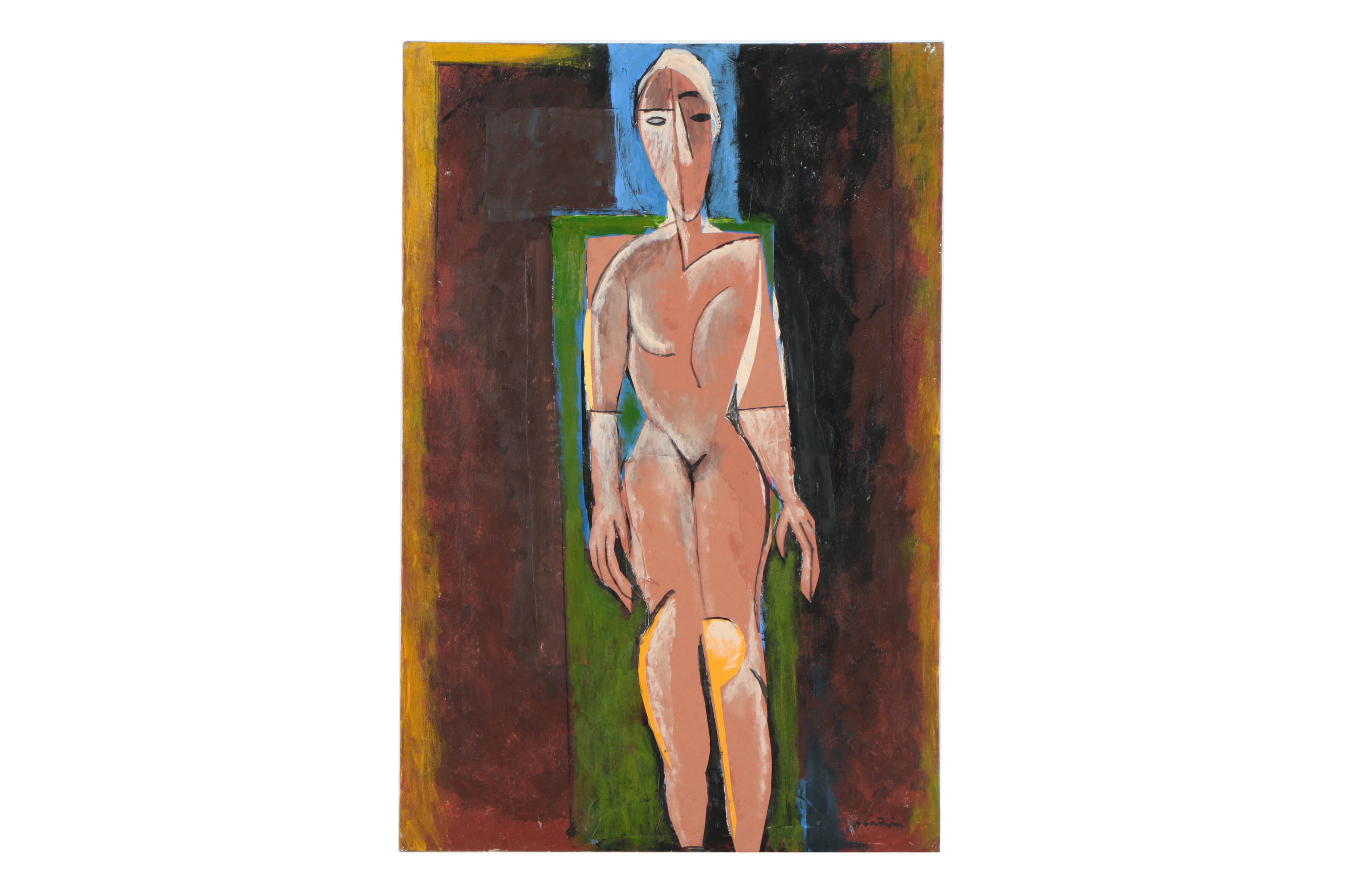 Ronald Ahlström Mixed Media Collages on Canvas Board "Untitled / Figure"