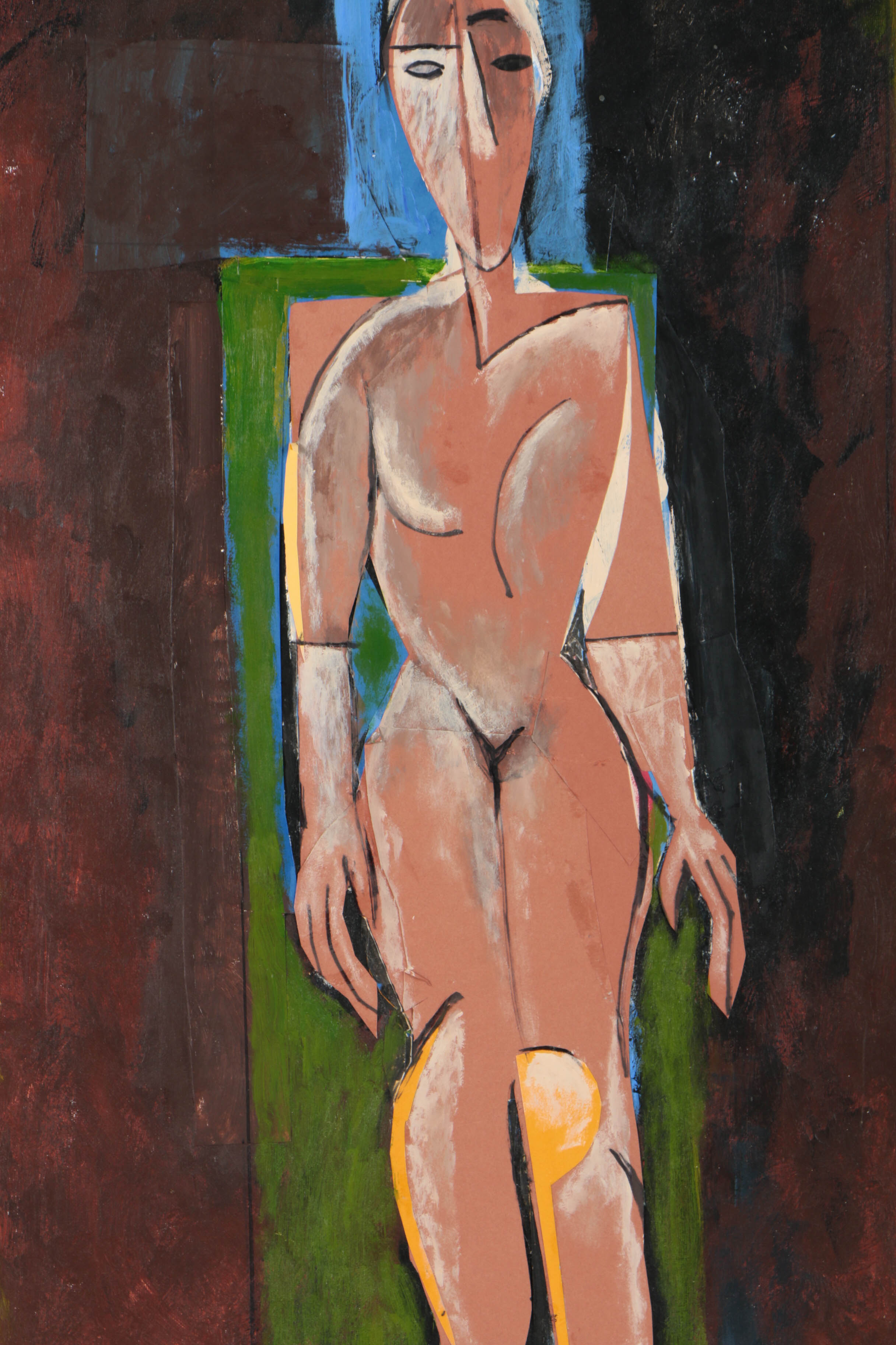 Ronald Ahlström Mixed Media Collages on Canvas Board "Untitled / Figure"