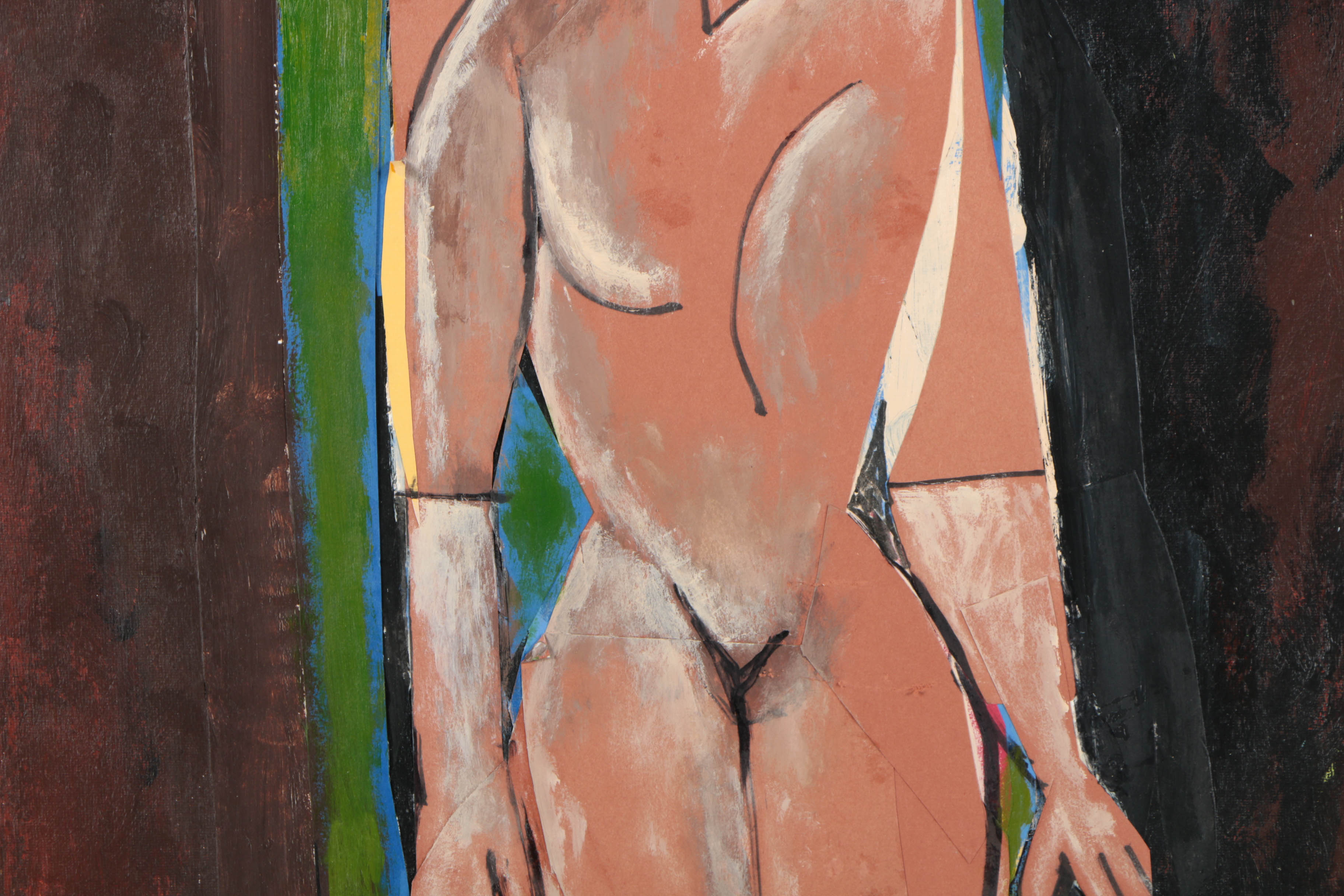 Ronald Ahlström Mixed Media Collages on Canvas Board "Untitled / Figure"