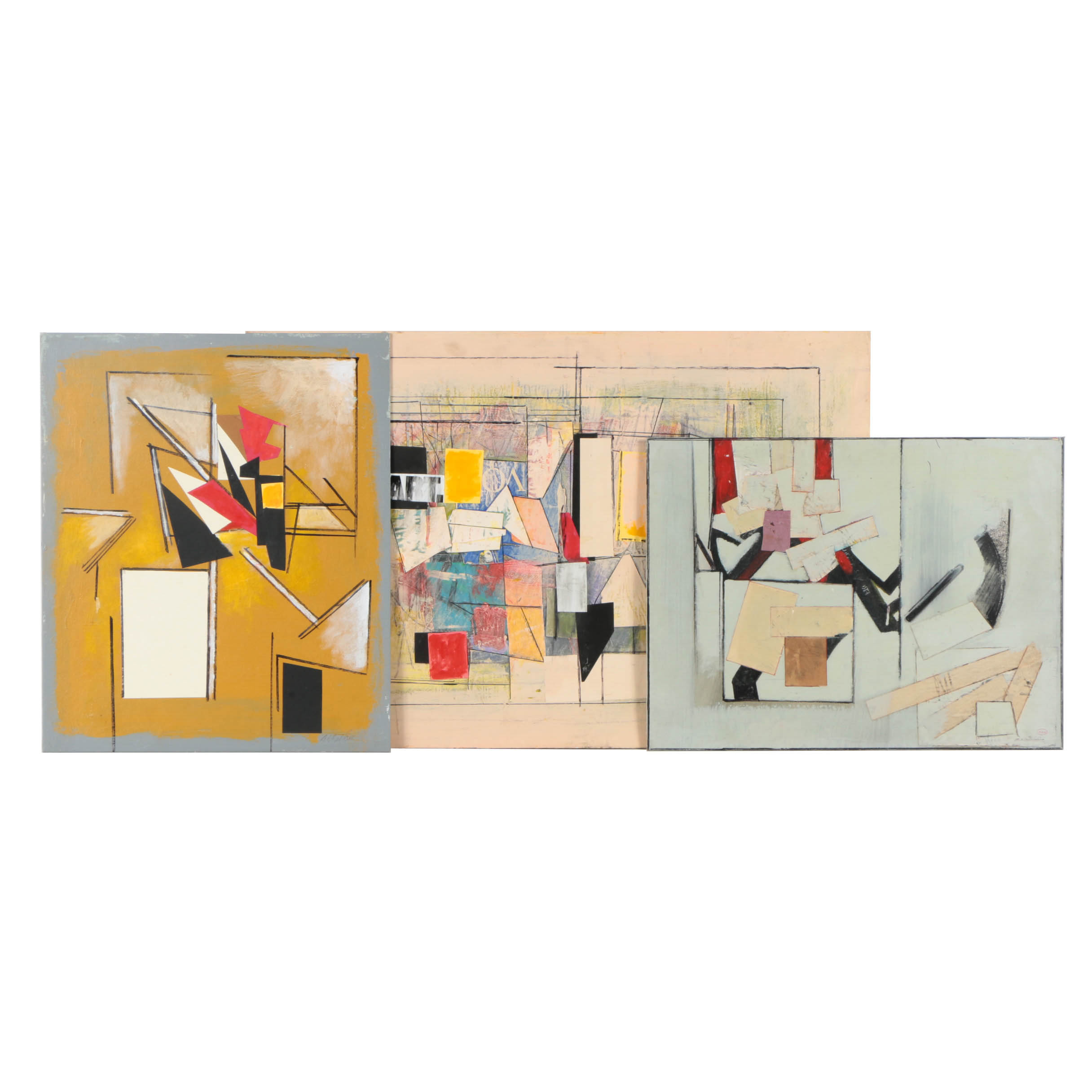 Collection of Ronald Ahlström Abstract Mixed Media Compositions on Canvas Boards