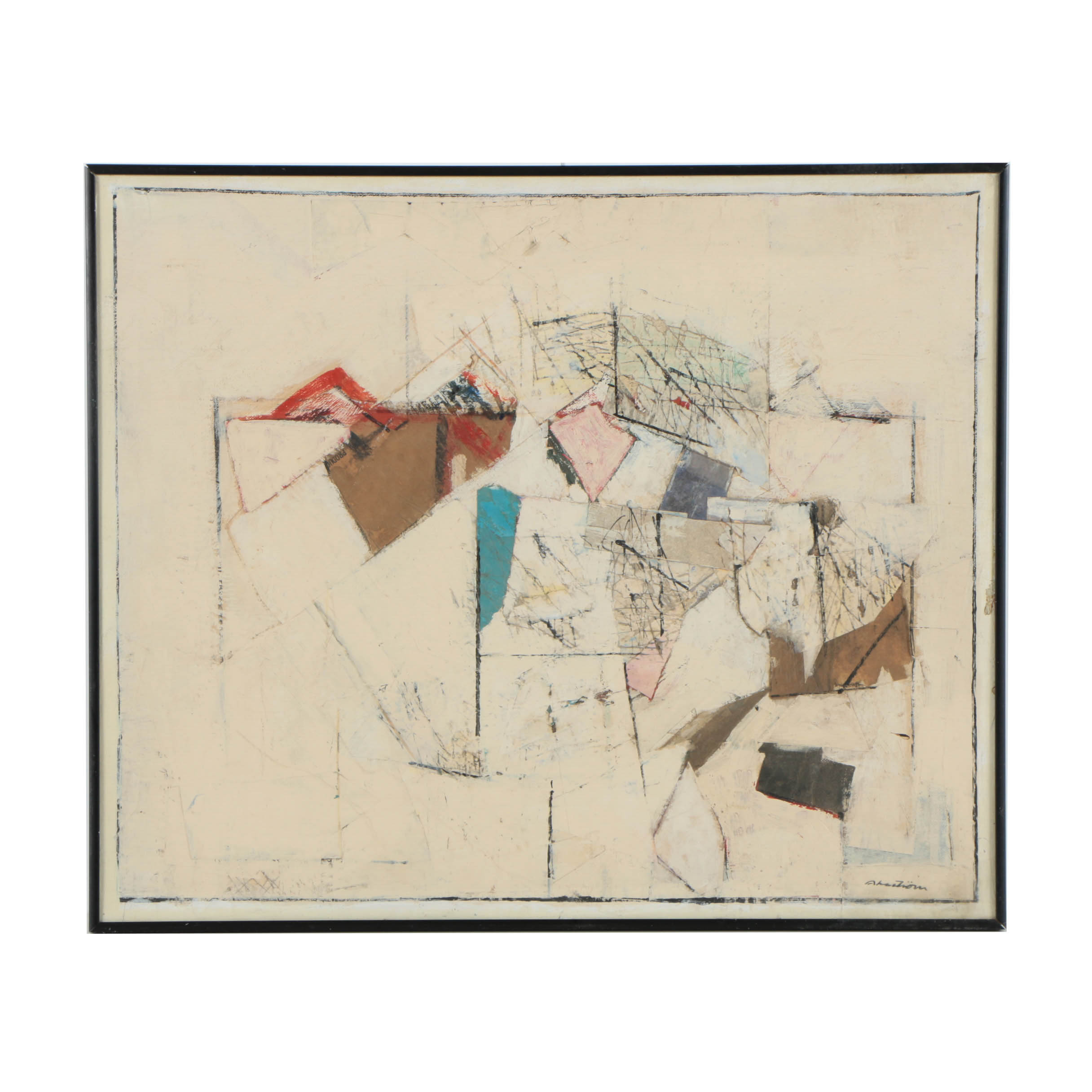 Ronald Ahlström Abstract Mixed Media Collage on Board "Untitled"