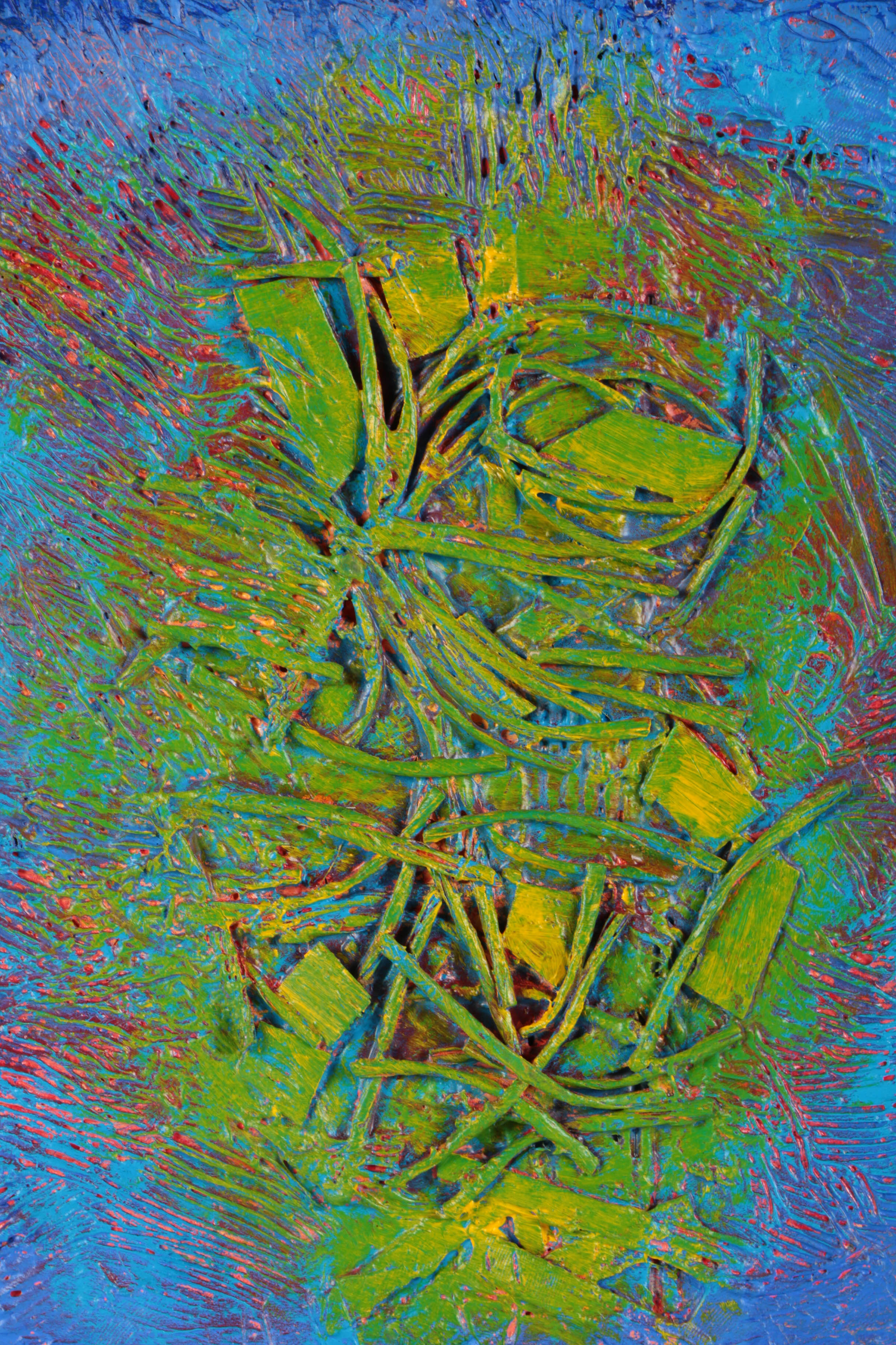 Ronald Ahlström Mixed Media Collage on Canvas Abstract Scene