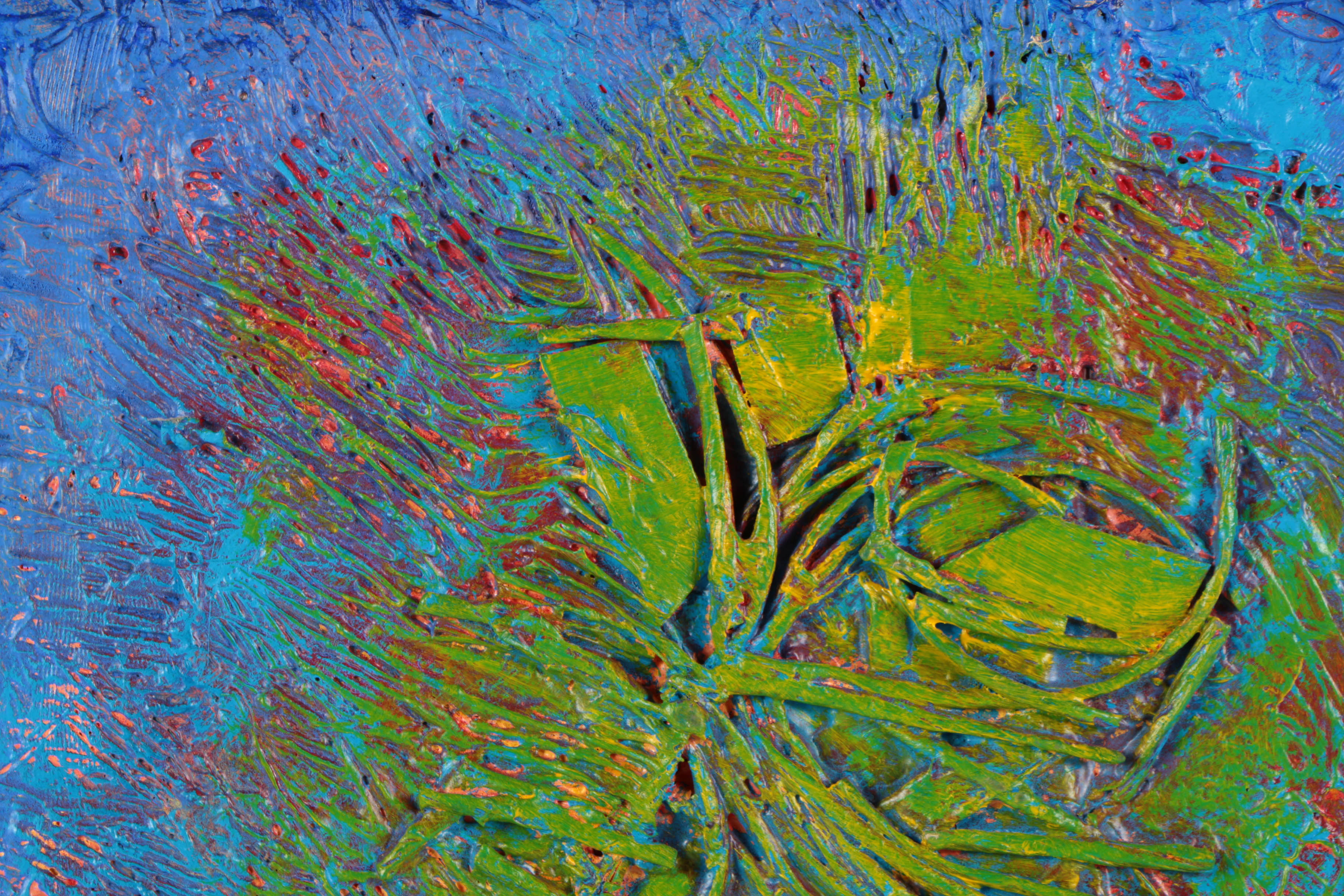 Ronald Ahlström Mixed Media Collage on Canvas Abstract Scene