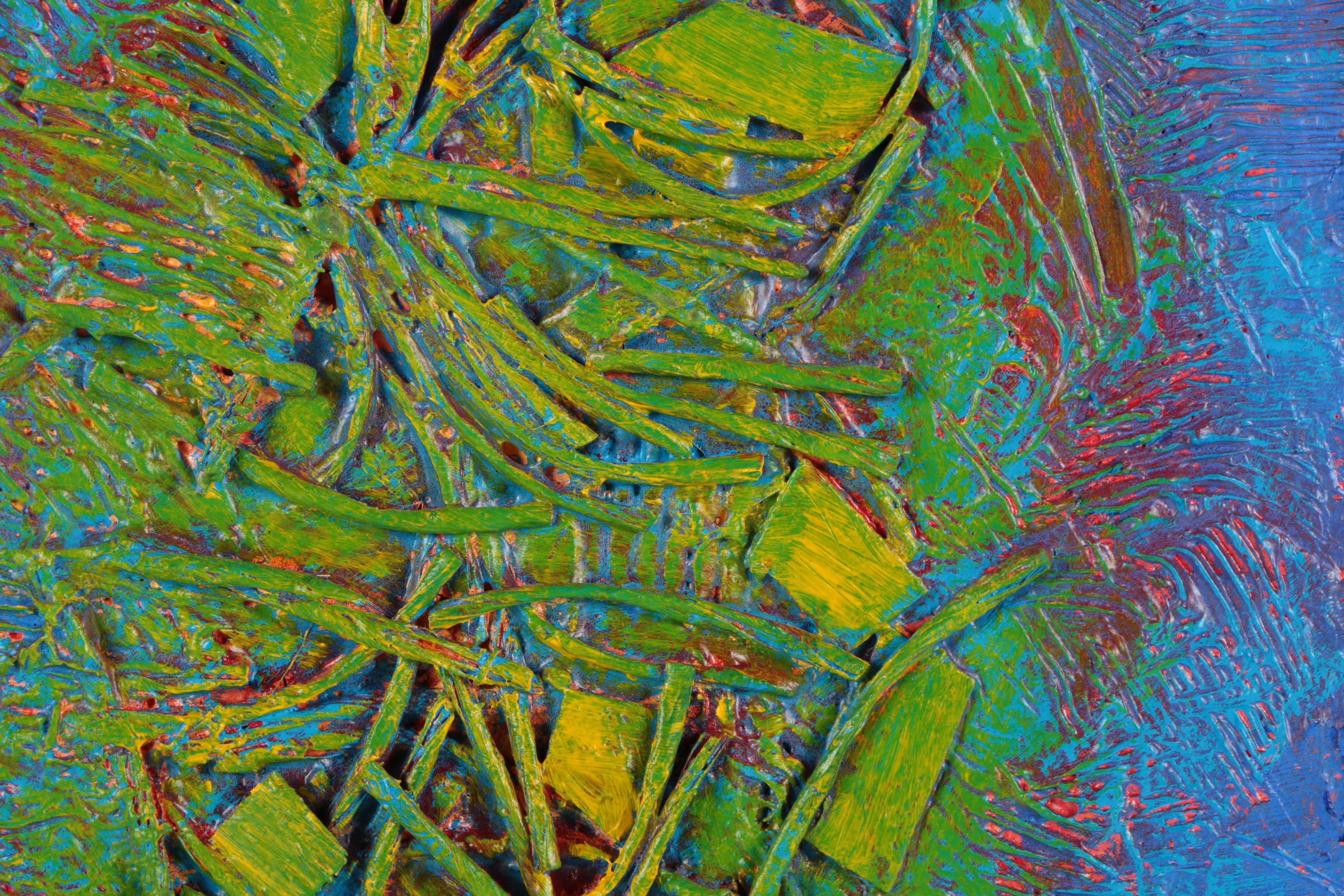 Ronald Ahlström Mixed Media Collage on Canvas Abstract Scene