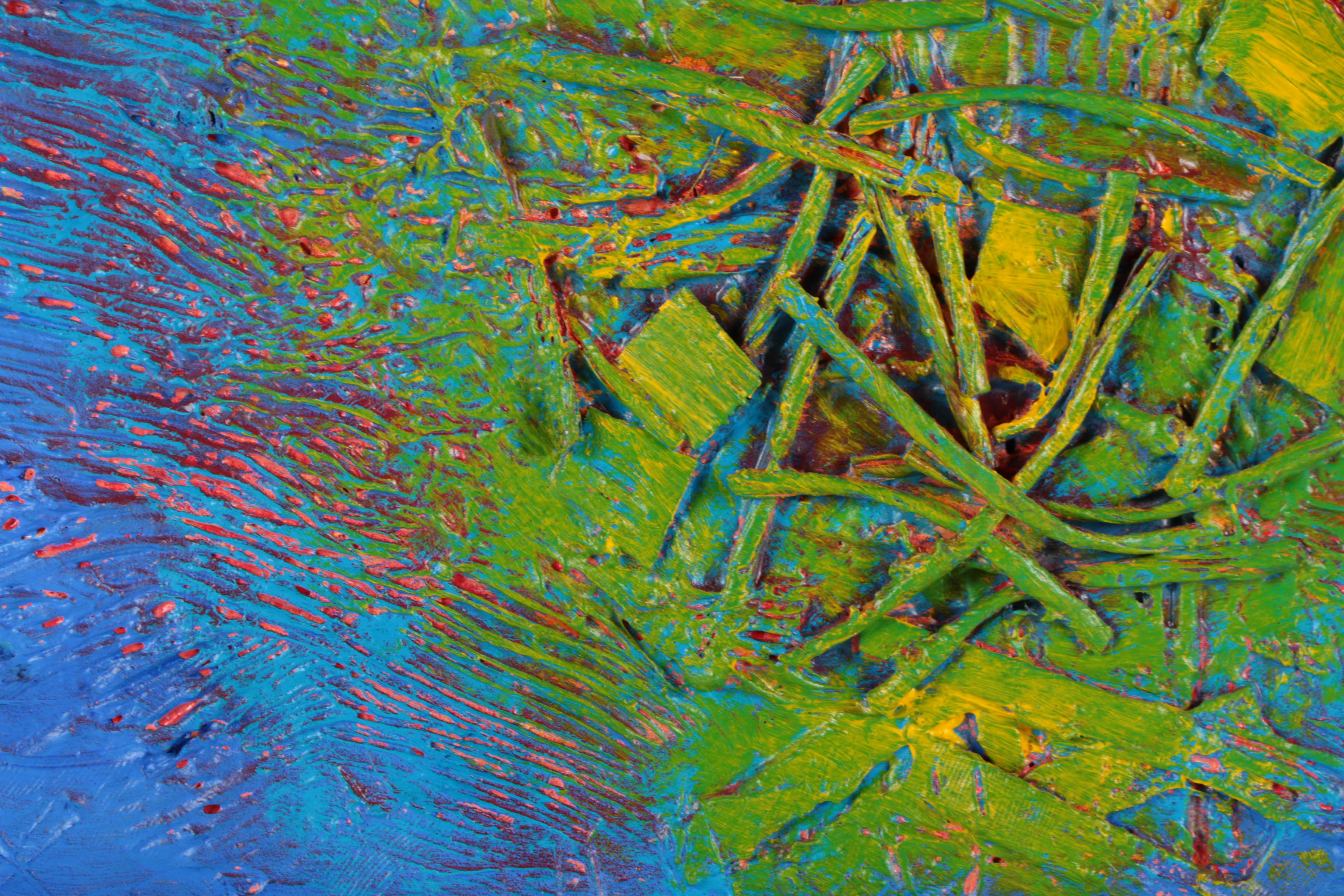 Ronald Ahlström Mixed Media Collage on Canvas Abstract Scene