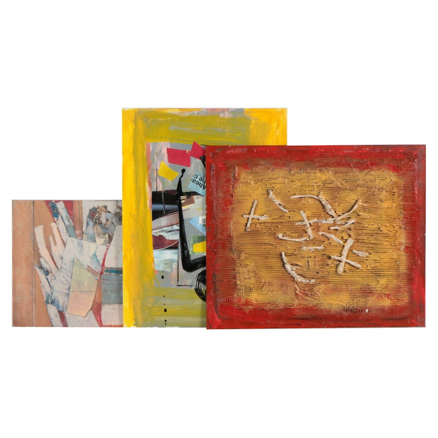Ronald Ahlström Assorted Mixed Media Paintings on Canvas Board
