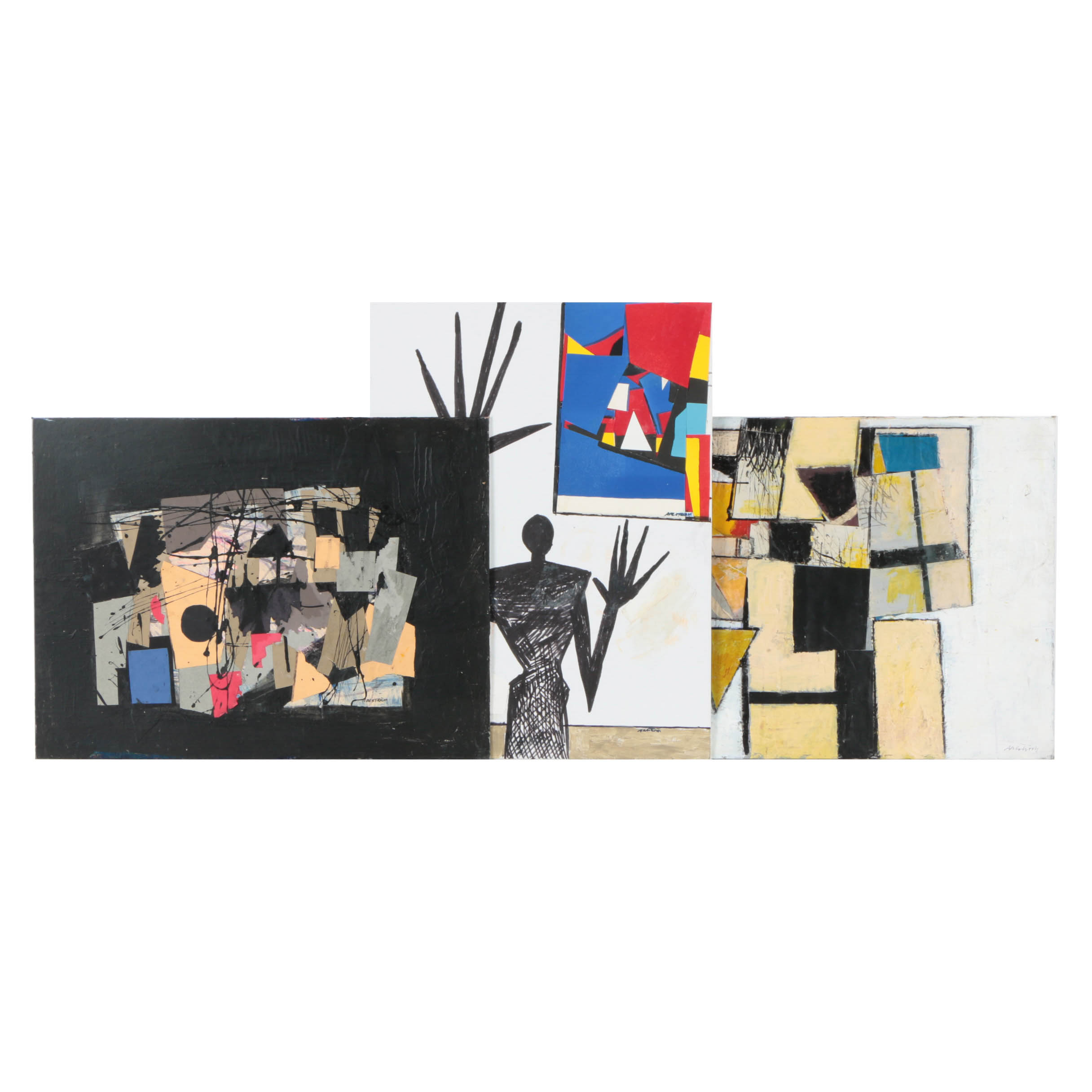 Collection of Ronald Ahlström Abstract Mixed Media Compositions on Canvas Boards