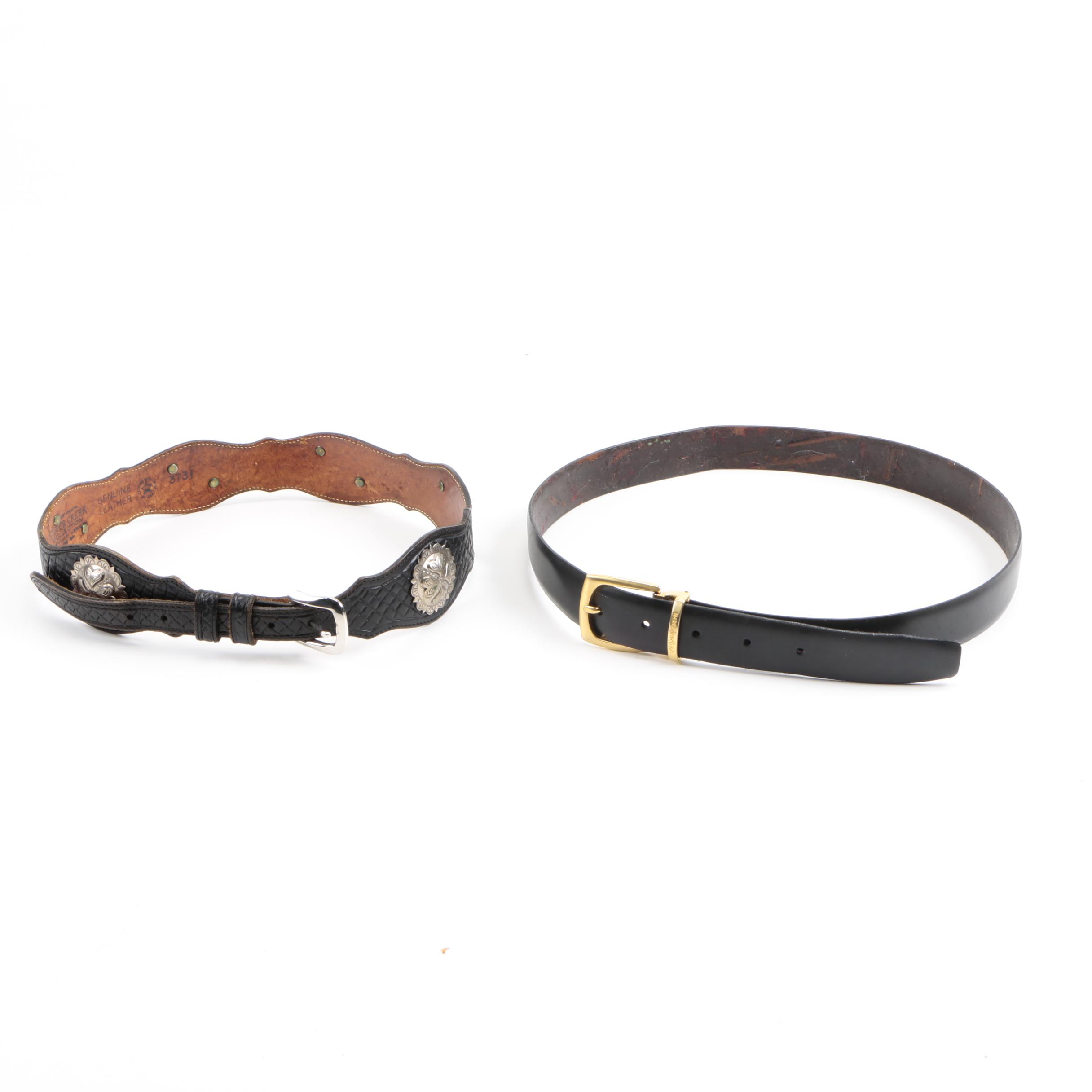 Leather Belts Including an Yves Saint Laurent Belt Buckle