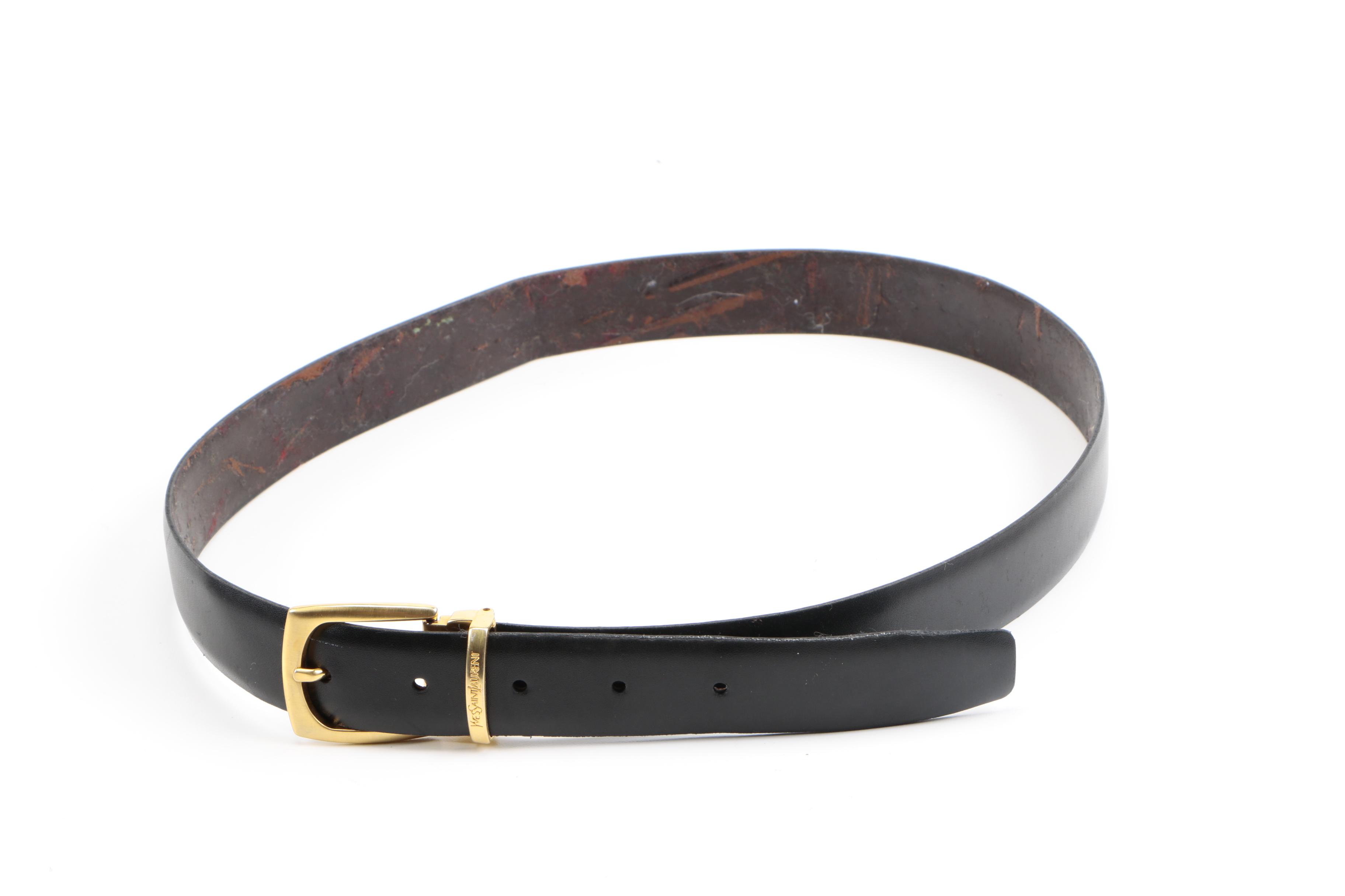 Leather Belts Including an Yves Saint Laurent Belt Buckle