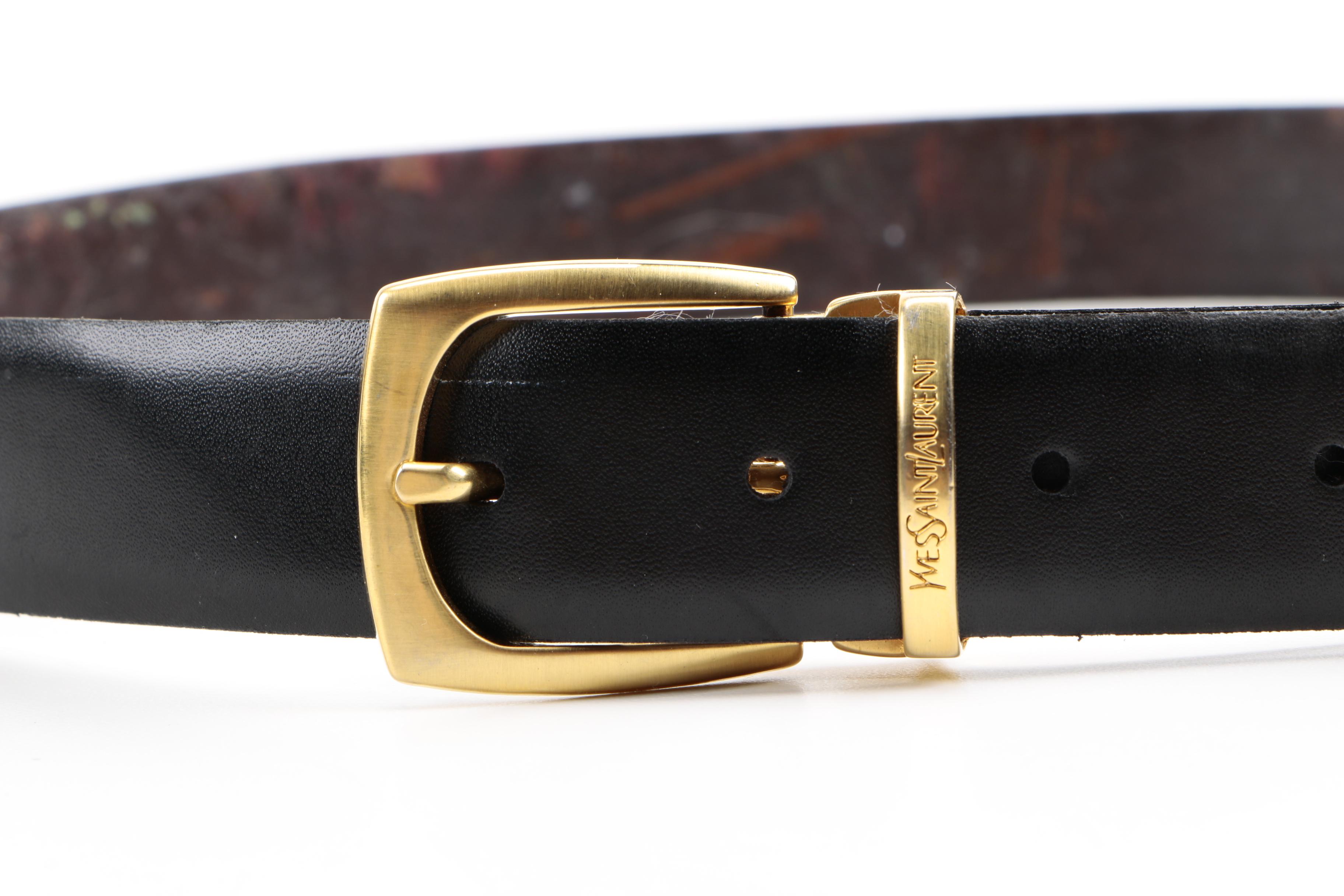 Leather Belts Including an Yves Saint Laurent Belt Buckle
