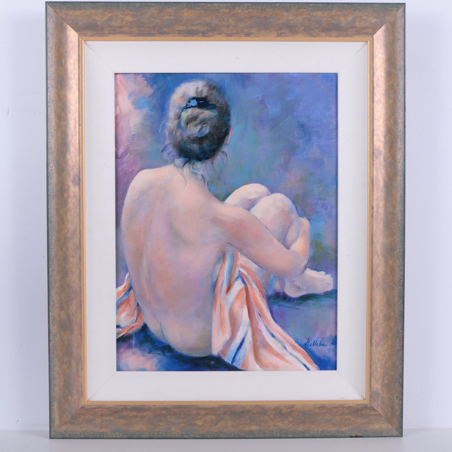 Galleher Oil Painting of a Woman "Nude in Pastel"