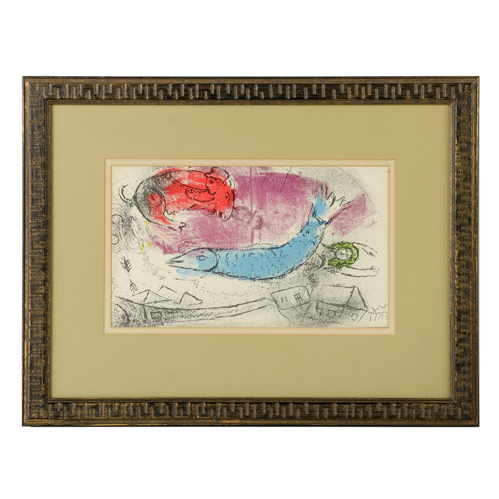 Marc Chagall Color Lithograph on Paper "Le Poisson Bleu"